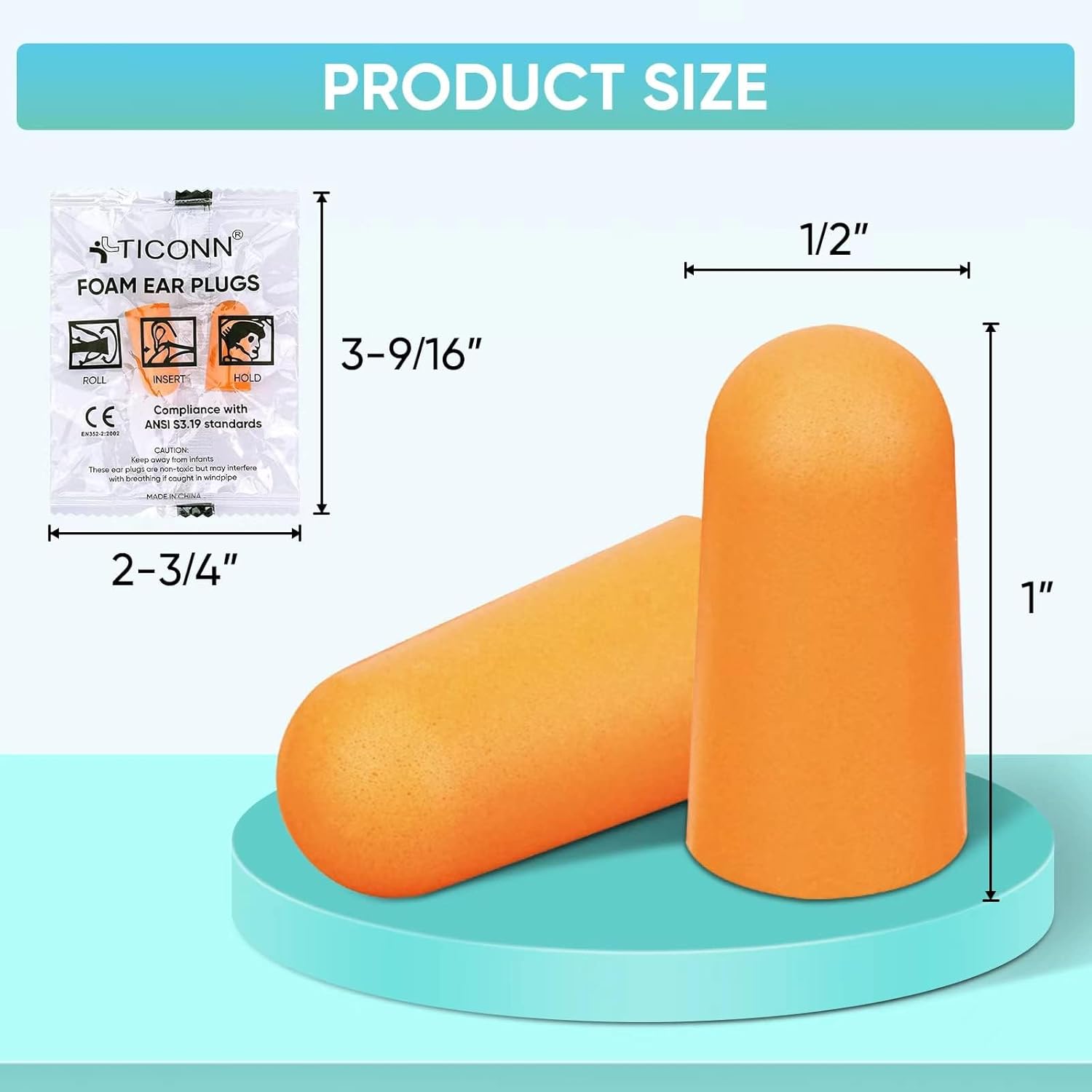 TICONN 400 Pairs Foam Ear Plugs, Hunting Earplugs Individually Wrapped 32dB NRR Noise Reduction Ear Plugs for Sleeping Fishing Passive Hearing Protection Travel Study Concentration (400 Pairs) - Image 2