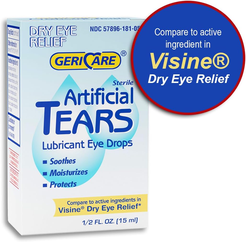 GeriCare Artificial Lubricating Tears, Soothing Eye Hydration Drops, Long Lasting Lubricant Formula for Dry Eyes, 0.5 fl oz Bottle (15ml) (1 Pack) - Image 6