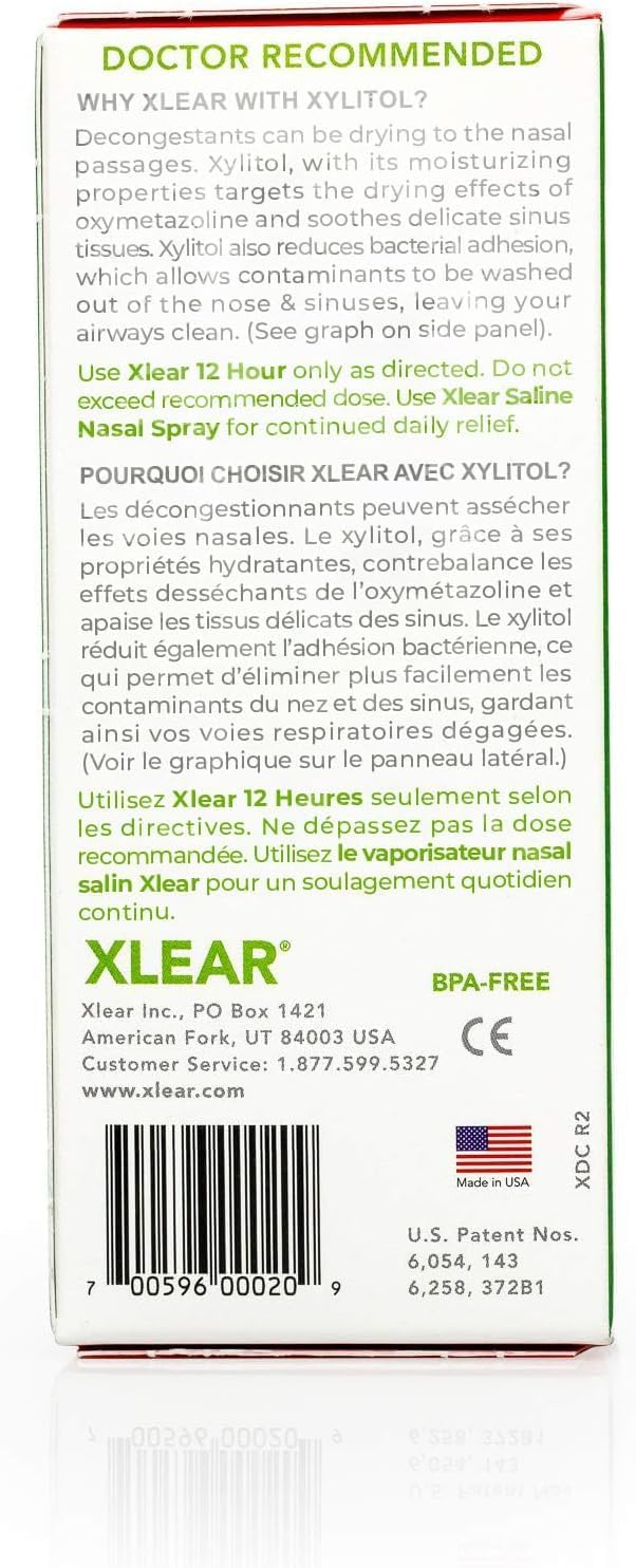 Xlear Oxymetazoline Nasal Spray with Xylitol, 0.5 fl oz (Pack of 1) | 12-Hour Formula for Instant Sinus Pressure and Congestion Relief, Nasal Decongestant - Image 4
