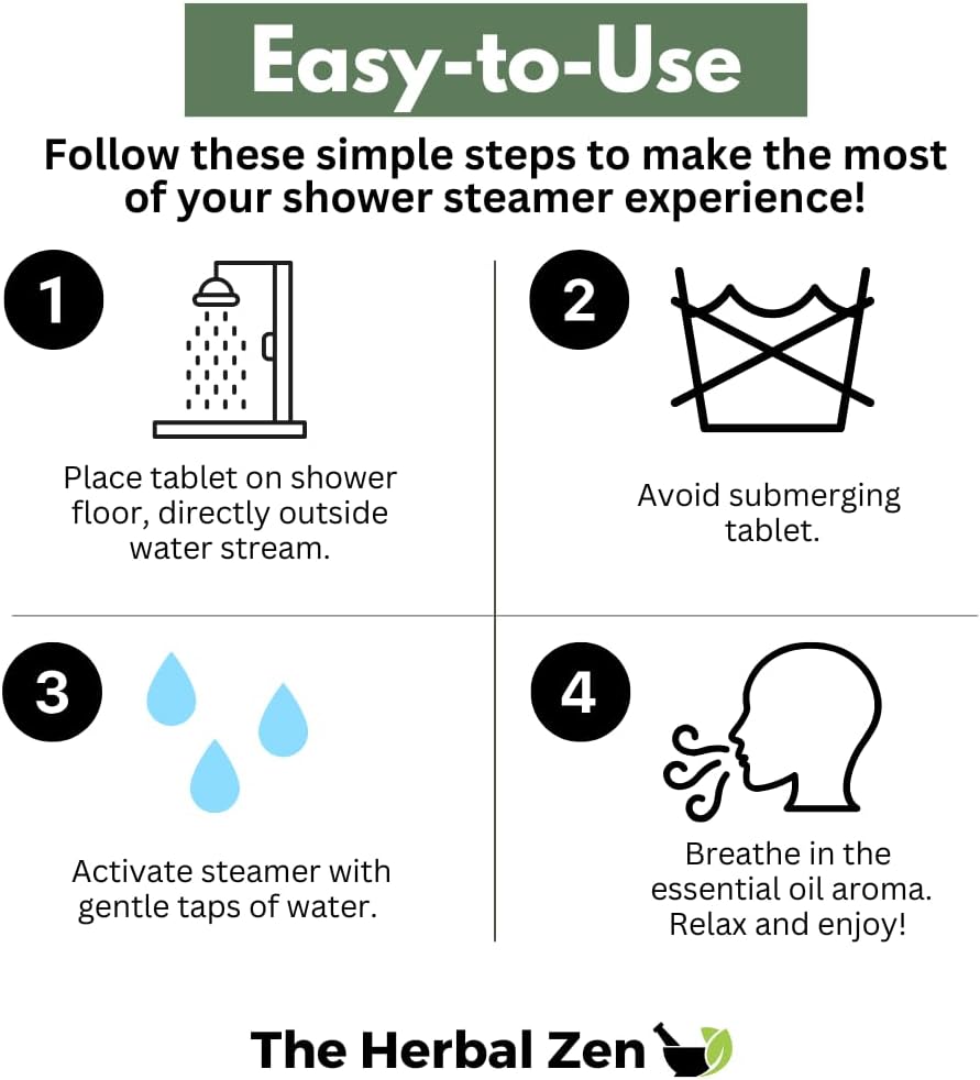 The Herbal Zen Shower Steamers Aromatherapy Pure Essential Oils - 14 Pack | 7 Blends Variety Gift Set | Shower Bombs Aromatherapy for Women and Men | Natural Vapor Tablets | Handmade in USA - Image 8
