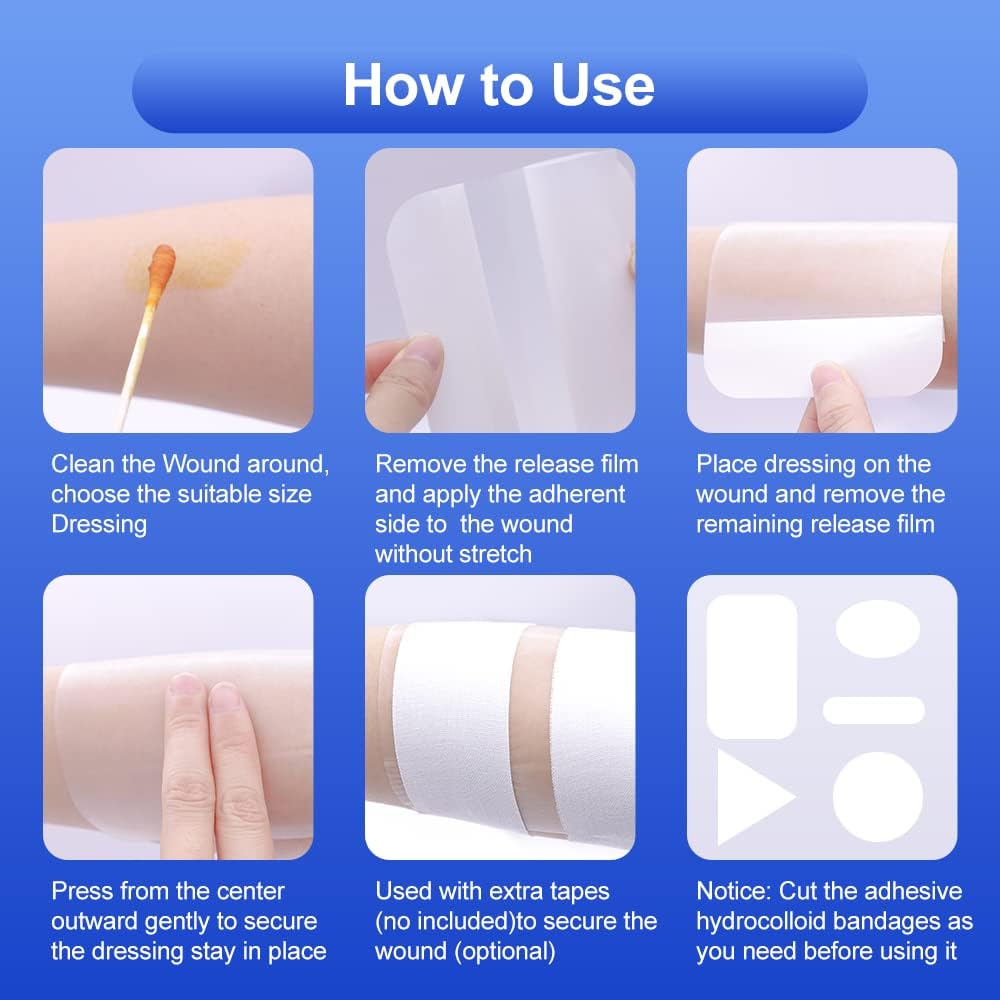 Niceful Hydrocolloid Bandages 2"x2", 20 Count | Waterproof, Advanced Healing, Extra Thin, Hydrocolloid Dressing Patches, for Blisters, Mild burns, Bed Sores - Image 7