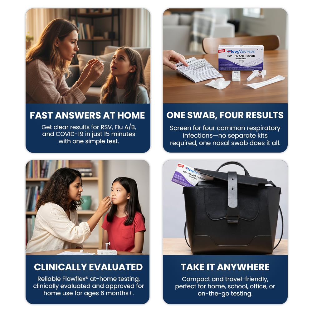 Flowflex Plus RSV + Flu A/B + COVID Home Test (1 Test) | 4-in-1 Home Test Kit, Rapid Results in 15 Minutes, OTC At-Home Antigen Test for Adults & Children - Image 4