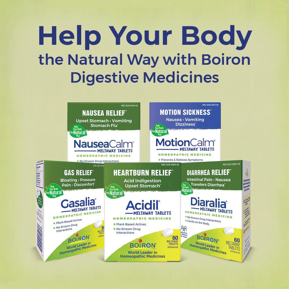 Boiron NauseaCalm Relief for Upset Stomach, Nausea, and Vomiting Due to Stomach Flu, Overindulgence, or Motion Sickness - Non-Drowsy - 60 Count - Image 9