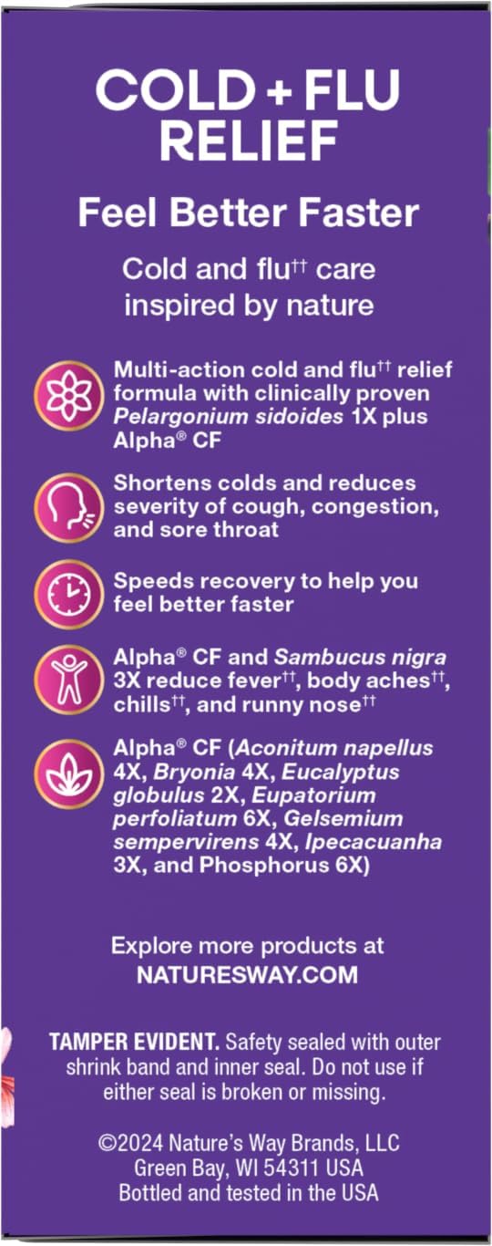 Nature's Way Sambucus Cold + Flu Relief Elderberry Syrup, Homeopathic, 4 oz | Multi-symptom Relief, Speeds Recovery from Fever(1), Body Aches(1), Chills(1), Cough, Congestion, Sore Throat, Berry Flavored - Image 10