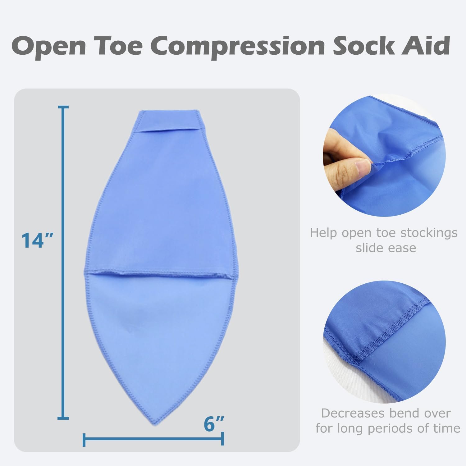 Open Toe Compression Sock Aid for Easy Slide - Slip Stocking Applicator to Help Assist Put On for Elderly, Disabled, Pregnant, 2 Pcs (Blue) - Image 2