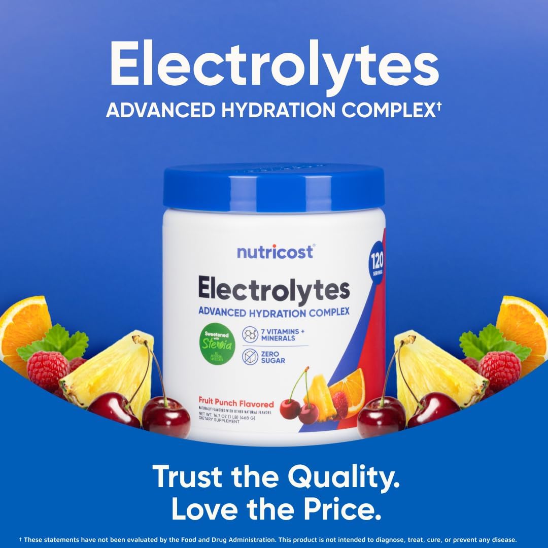 Nutricost Electrolyte Complex Powder (120 Servings, Fruit Punch) | Hydration Supplement Drink Mix with Vitamins and Minerals - Image 5