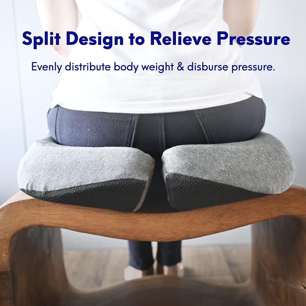 Cushion Lab Patented Pressure Relief Seat Cushion for Long Sitting Hours on Office & Home Chair - Extra-Dense Memory Foam for Soft Support. Car Pad for Hip, Tailbone, Coccyx, Sciatica - Black - Image 4