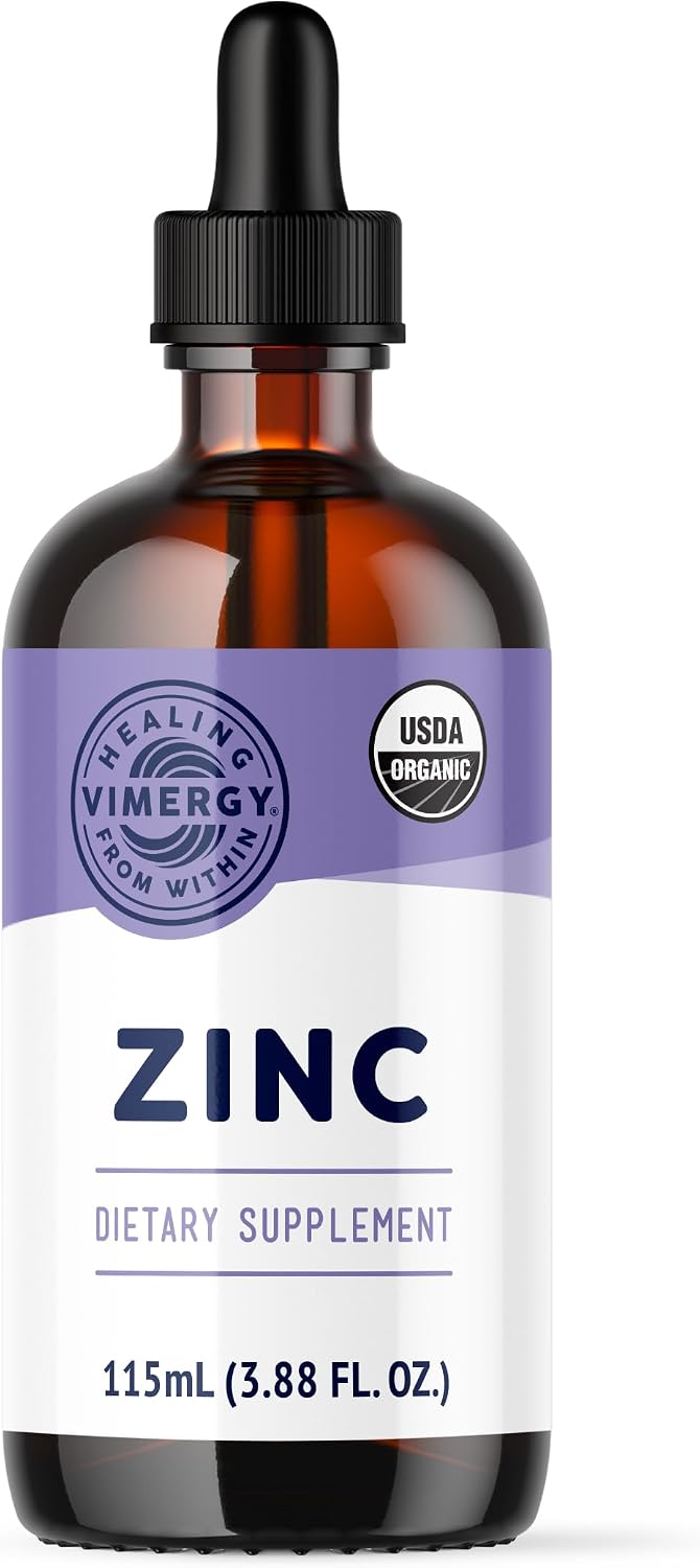 VIMERGY Liquid Zinc 7.5mg, Organic Immune Support, 115 mL, 57 Servings | Supports Resilient Immune Health*, Nourishes Healthy Bones and muscles*, Promotes Healthy Hair, Skin, and Nails*, Vegan"