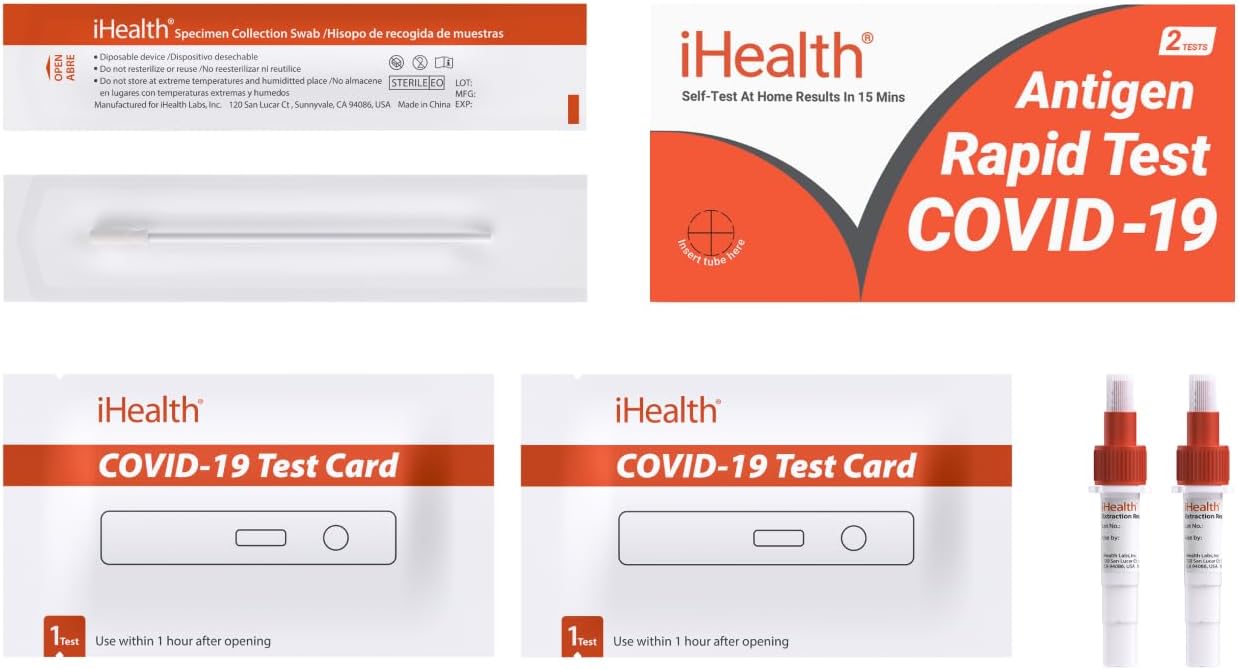 iHealth COVID-19 Antigen Rapid Home Test, 2 Tests, FDA Authorized OTC | at-Home Self Test, Results in 15 Minutes with Non-invasive Nasal Swab, Easy to Use & No Discomfort, for ages 2 and up - Image 7