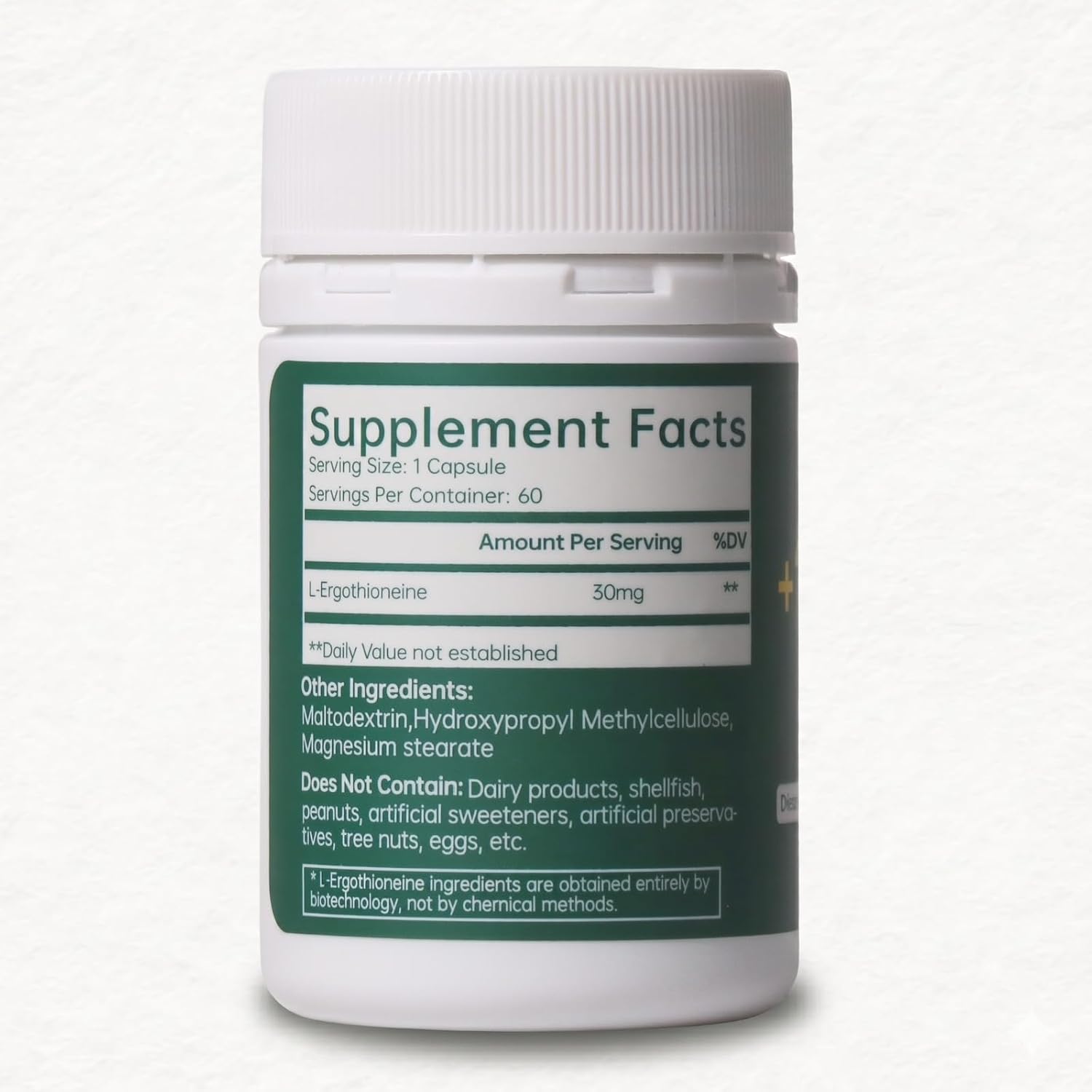 L-Ergothioneine Supplement 30mg - Fermentation-Based 99.99% Purity Antioxidant - Clinically Studied to Support Longevity, Restful Sleep & Healthy Aging - Vegan & Non-GMO - 60 Capsules - Image 8