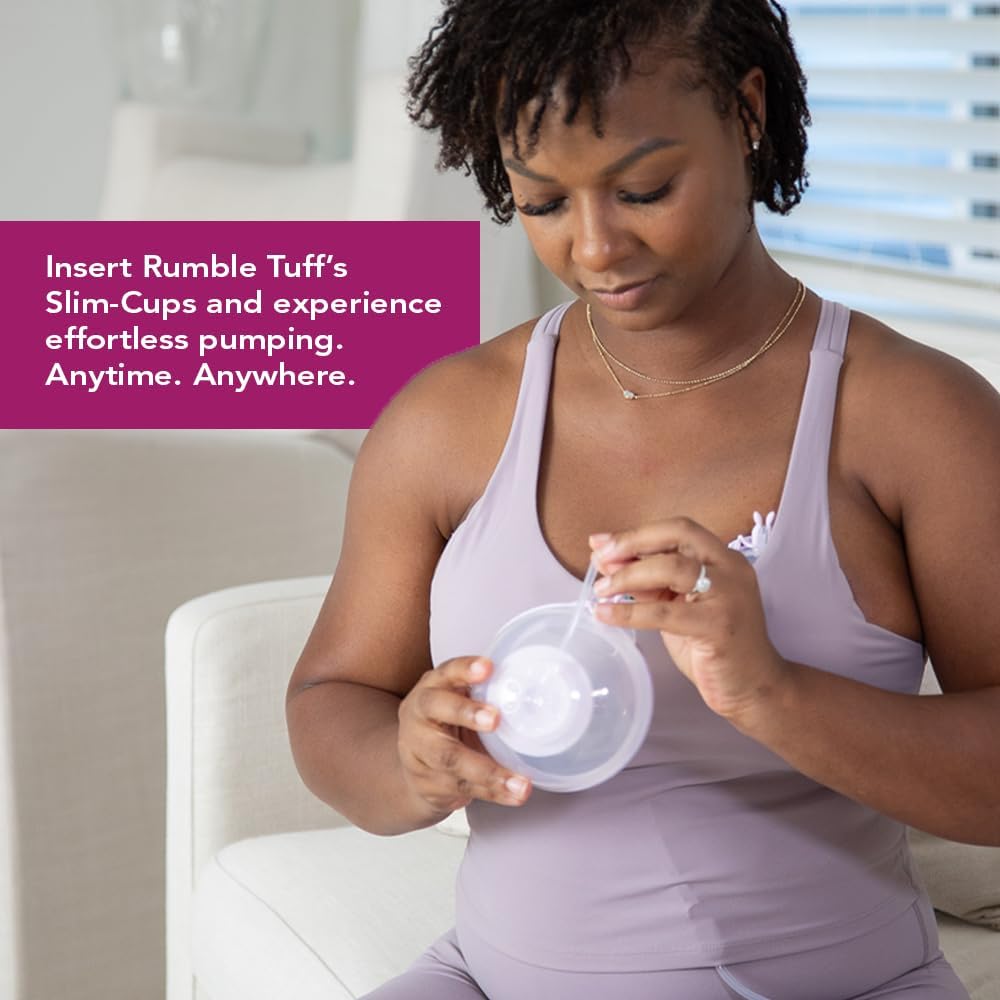 Rumble Tuff Slim Cups Wearable Collection Cups 24mm for Electric Pumps | Fits Most Electric Breast Pumps, BPA Free, Leak Resistant, Hands Free Pumping, Soft Silicone, Includes Inserts - Image 5