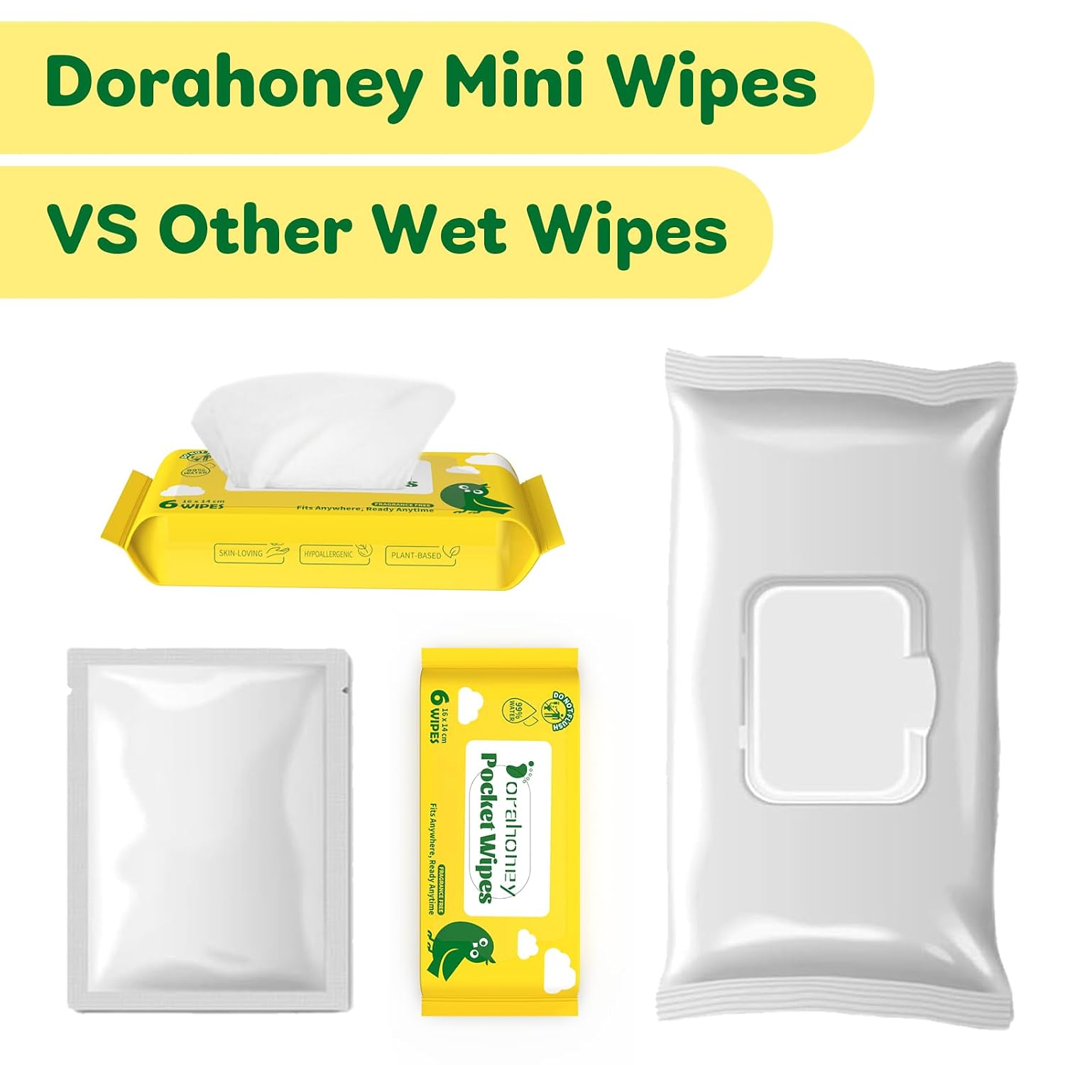 Unscented Travel Wet Wipes, 99% Purified Water Mini Wipes for Sensitive Skin, Hypoallergenic & Plastic-Free Pocket Wipes, 144 Count (24 Packs of 6) - Image 6