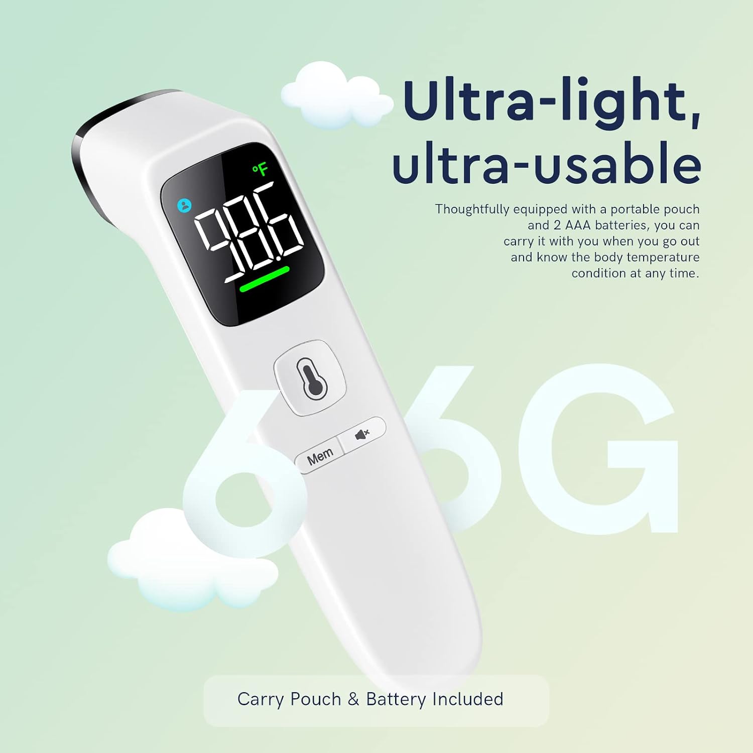 Viproud Touchless Thermometer for Kids and Adults, Accurate 1-Second Result | Large LED Screen, Fever Indicator, Mute Mode, Memory Recall, Dule Mode Forehead/Object, for All Ages - Image 7