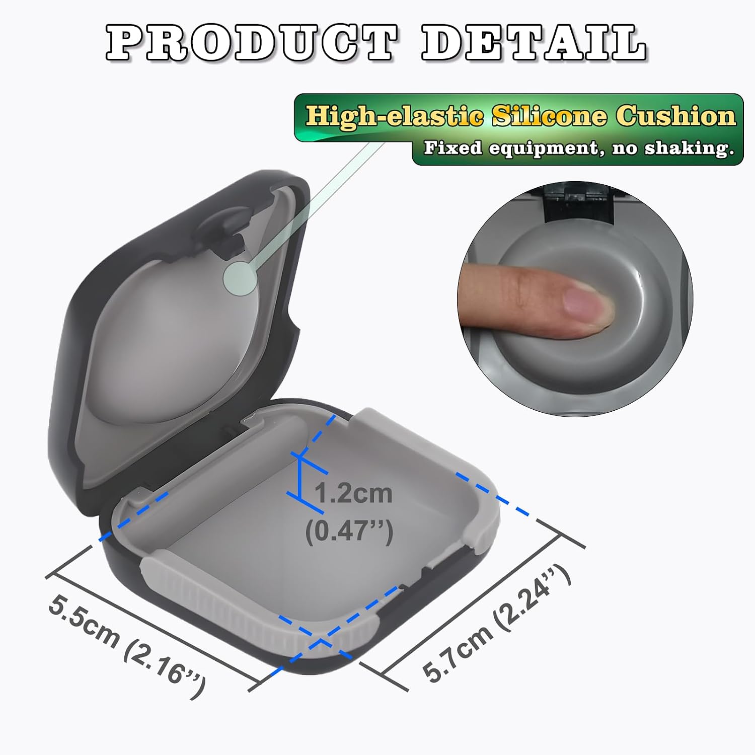 Hearing Aid Travel Case, Hearing Aids Case Hard Pocket Size Small Splashproof 2.16"*2.04"*0.39" Cushioned Interior for 2 Hearing Aids, ITE, RIC, CIC Storage Box (Black) - Image 3