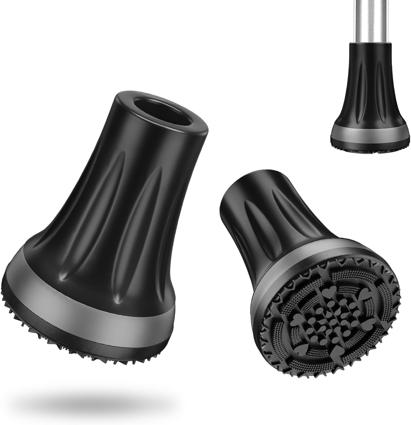 supregear Cane Tips 3/4 Inch (2-Pack), Anti-Slip Extreme Grip Heavy Duty Replacement Rubber Foot Base for All Terrain Safety & Comfort, Shock-Absorbing Feet with Metal Insert for Enhanced Stability