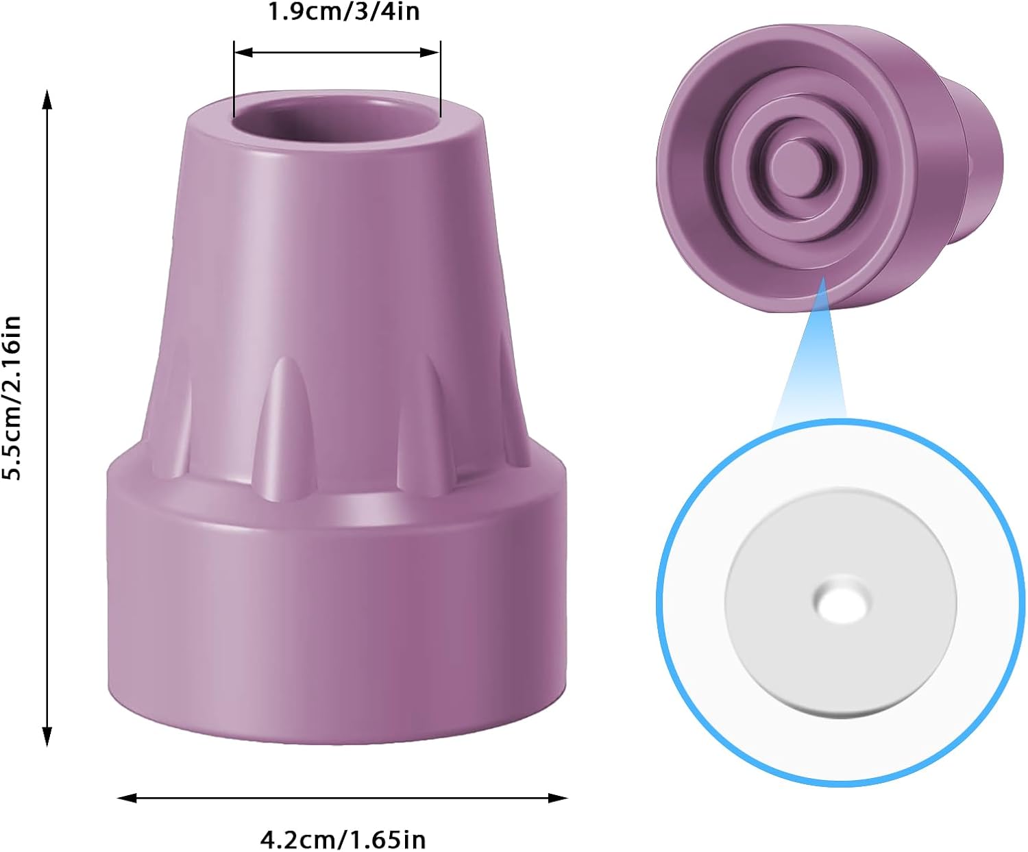 4 Pack Replacement Rubber Cane Tips 3/4 Inch Heavy Duty Rubber Crutch Tips Non Slip Walker Tips for Walkers Commodes Shower Chairs Canes Leg (Pink) - Image 2
