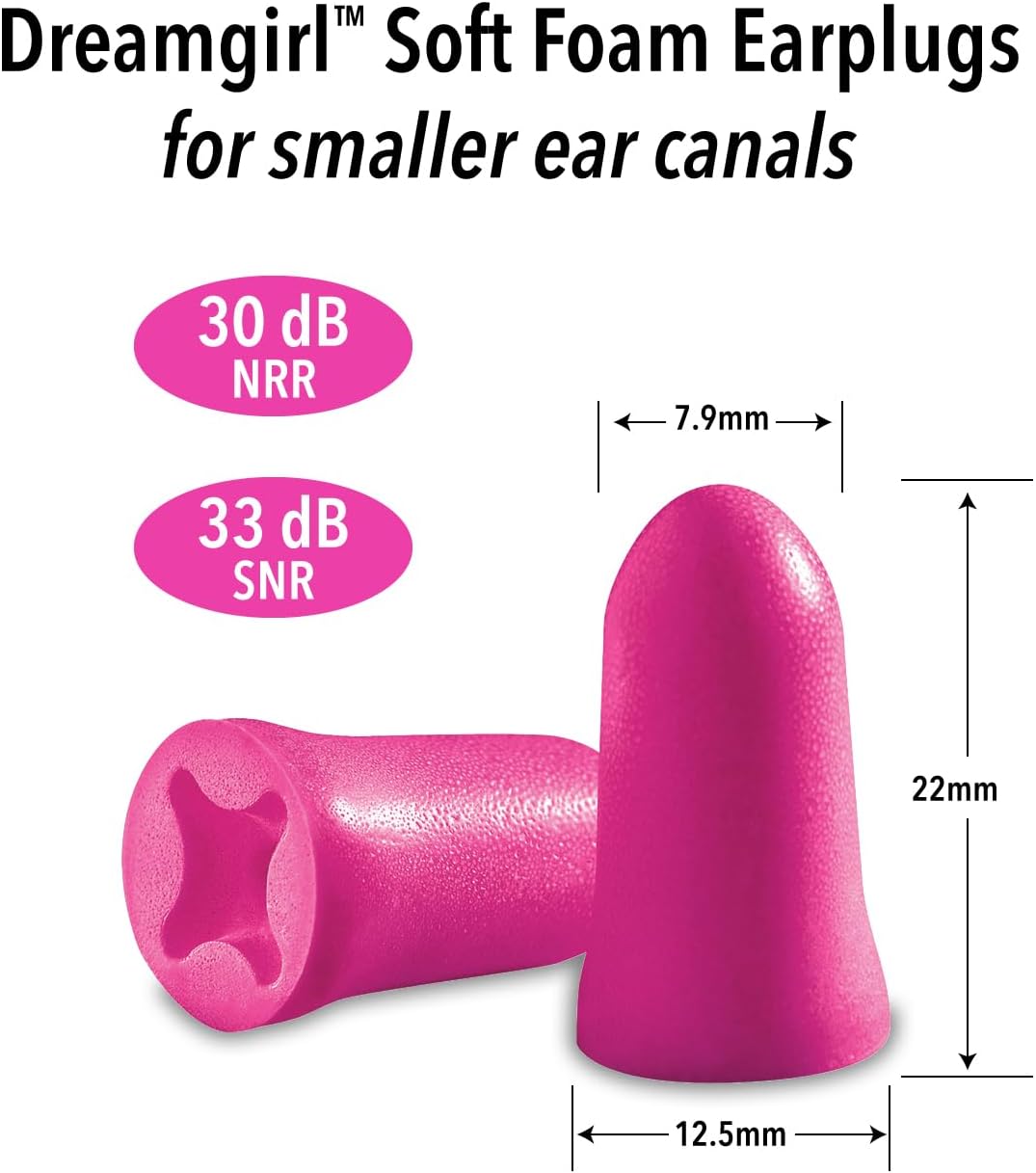 Mack’s Dreamgirl Soft Foam Earplugs, 7 Pair with Travel Case - Small Ear Plugs for Sleeping, Snoring, Studying, Loud Events, Traveling and Concerts - Image 2