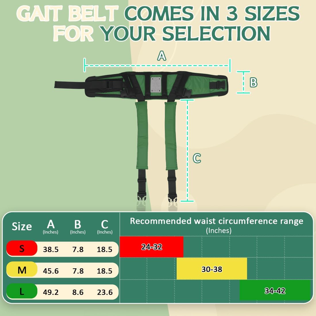 EZ Assistive Gait Belt for Seniors with Padded Handles and Leg Straps,Transfer Belts Medical Safety Belt for Elderly Lifting or Walking-330Lbs - Image 5