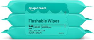Amazon Basics Flushable Wipes, Frag...