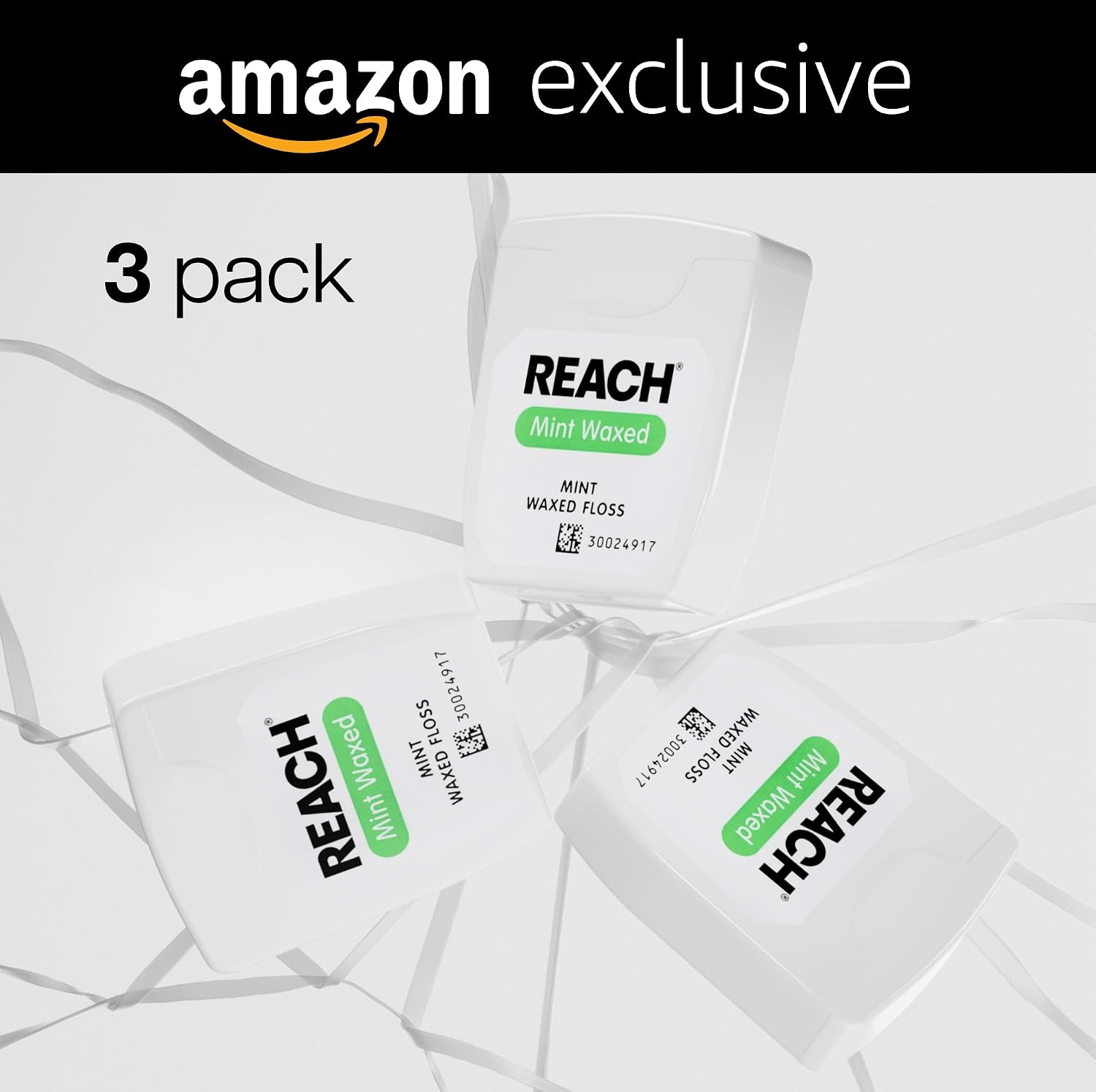 REACH Waxed Dental Floss, 2X More Value, Plaque Remover for Teeth, Shred Resistant, Floss Slides Smoothly, Easy to Use, Waxed, for Adults & Kids, Oral Care, PFAS Free, 3 Pack, 115 yd, Mint - Image 5