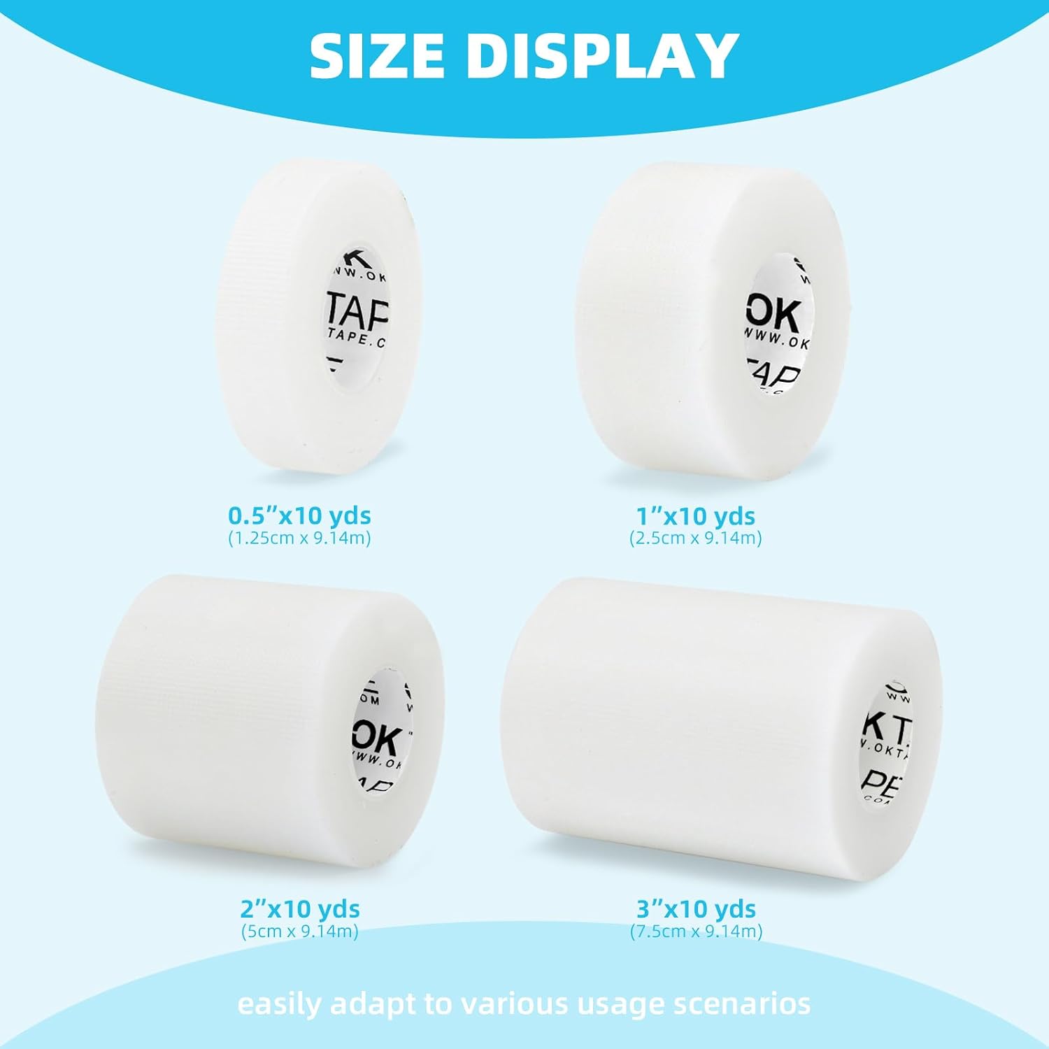 OK TAPE OKPore Transparent Medical Tape (Pack of 12) - First Aid Surgical Tape Hypoallergenic and Breathable for Wound Dressing Care, Latex Free, 1in x 10yds | First Aid Surgical Tape Adhesive, Hypoallergenic and Breathable for Wound Dressing Care, Latex Free - Image 3