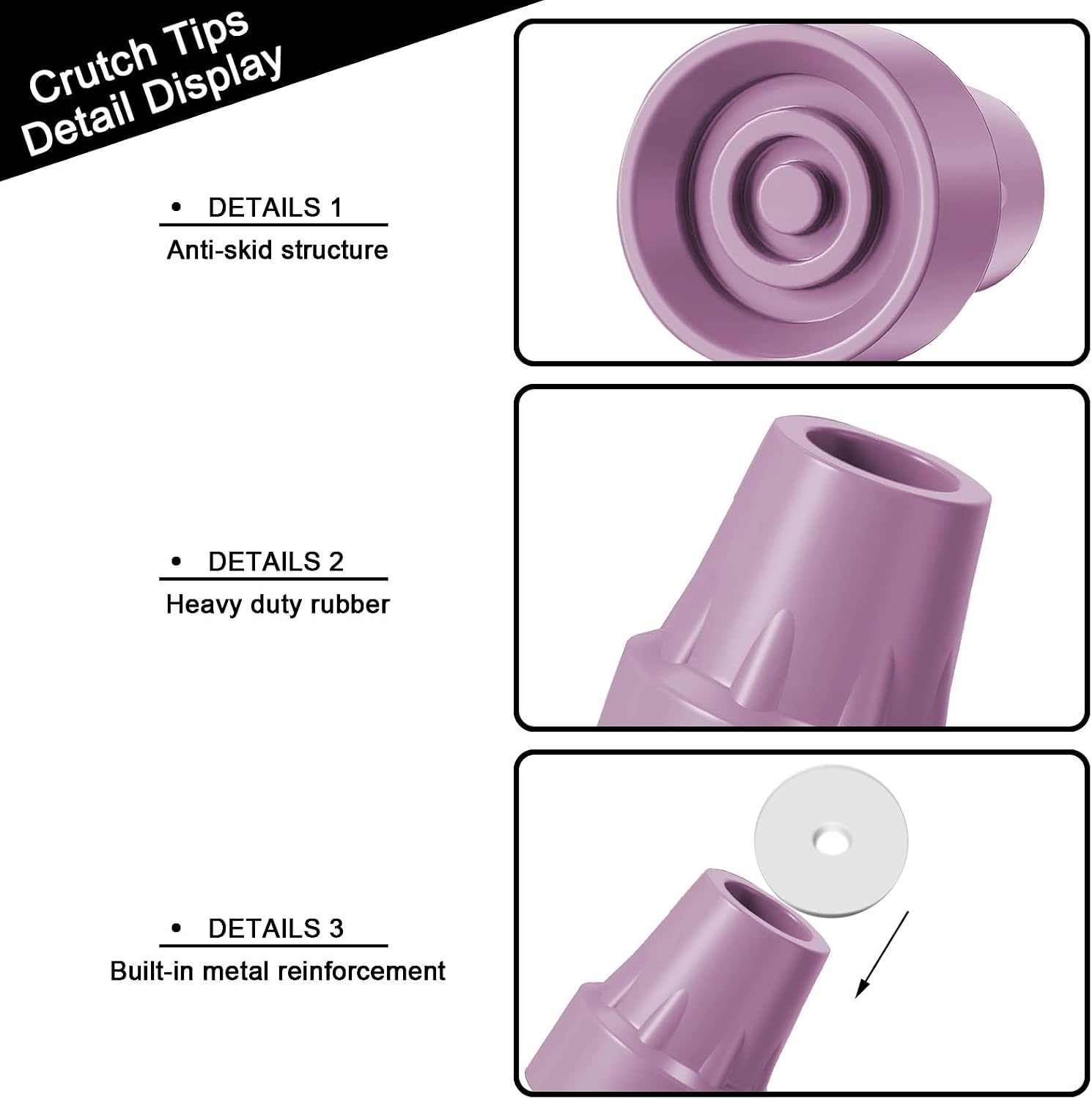 4 Pack Replacement Rubber Cane Tips 3/4 Inch Heavy Duty Rubber Crutch Tips Non Slip Walker Tips for Walkers Commodes Shower Chairs Canes Leg (Pink) - Image 3