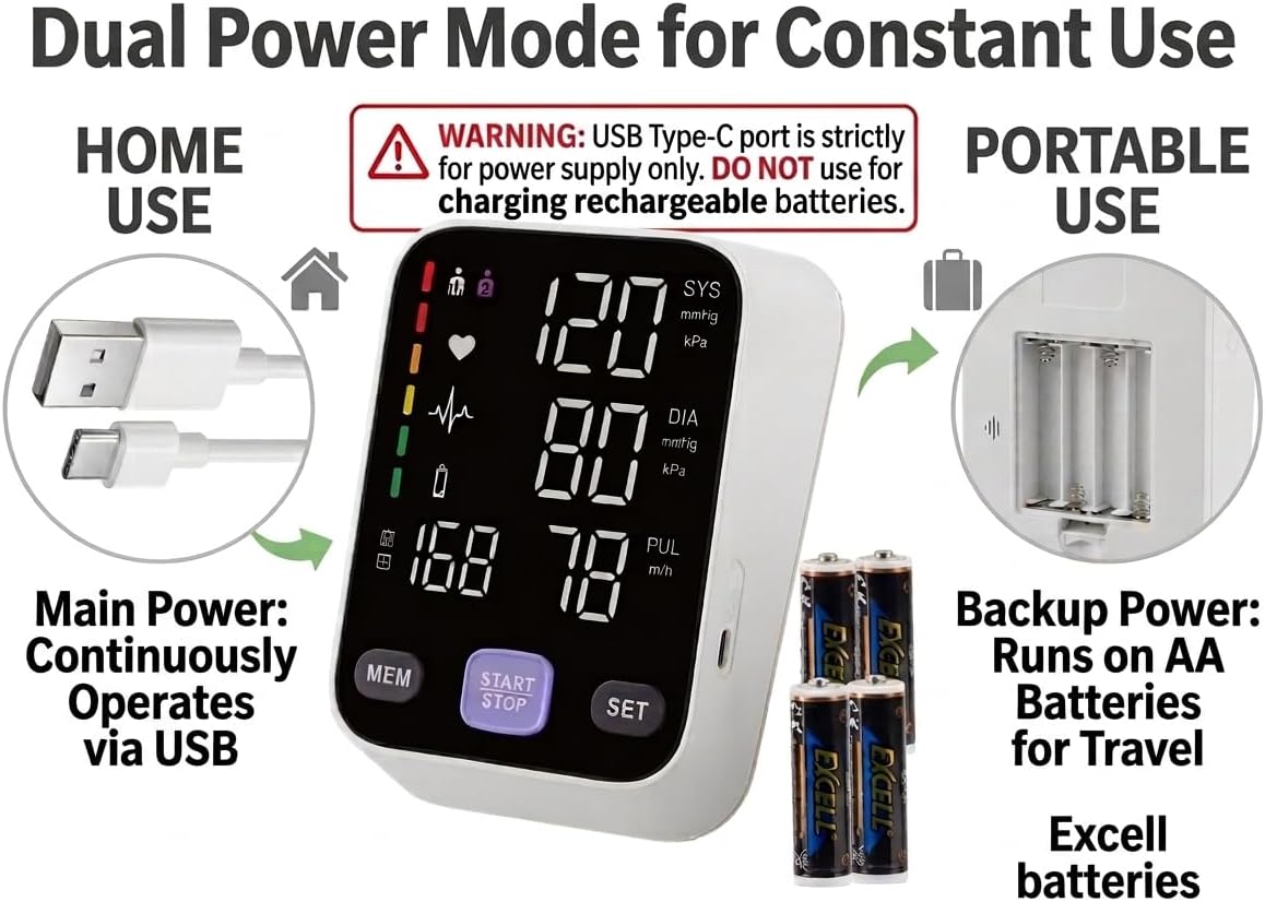 Upper Arm Blood Pressure Monitor for Home Use 17" Large & 21" XL Extra Large Cuff Big arm, Free APP Bluetooth Sync Apple Health Track Google Fit, Large Display Smart BP Machine for Seniors - Image 9