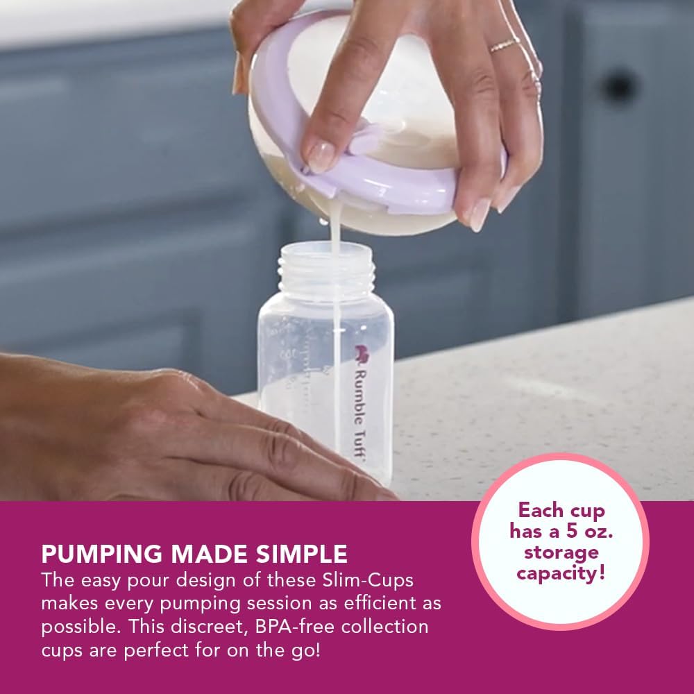 Rumble Tuff Slim Cups Wearable Collection Cups 24mm for Electric Pumps | Fits Most Electric Breast Pumps, BPA Free, Leak Resistant, Hands Free Pumping, Soft Silicone, Includes Inserts - Image 7