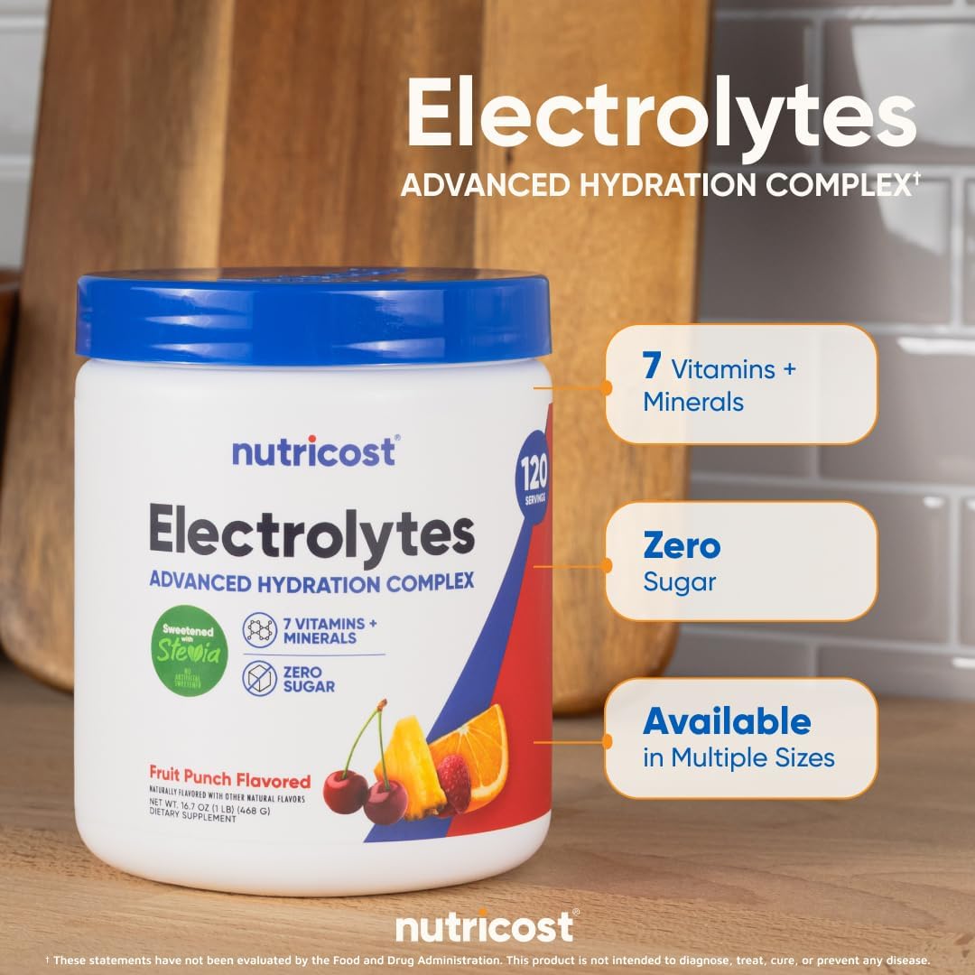 Nutricost Electrolyte Complex Powder (120 Servings, Fruit Punch) | Hydration Supplement Drink Mix with Vitamins and Minerals - Image 6