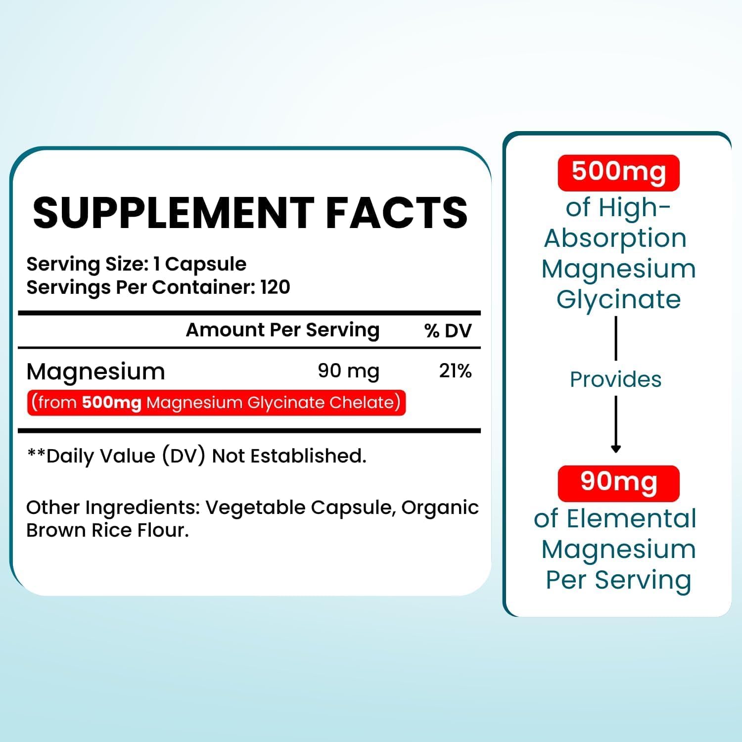 VITBOOST Magnesium Glycinate 500mg - Support Sleep 120 Veggie Capsules | Stress Support High Absorption Chelated Supplement - Non-GMO, 3rd Party Tested - Made in USA - Image 2