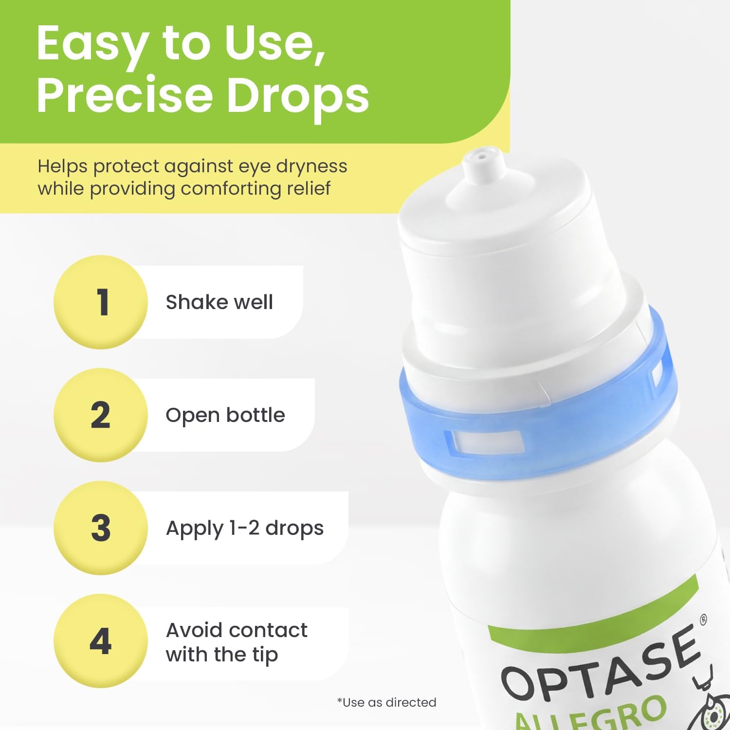 Optase® Allegro Lubricant Eye Drops, 0.33 fl oz | Preservative Free Lubricant Eye Drops - Artificial Tears for Environmental Irritants - Contact Lens Compatible - 300 Doses - Image 6