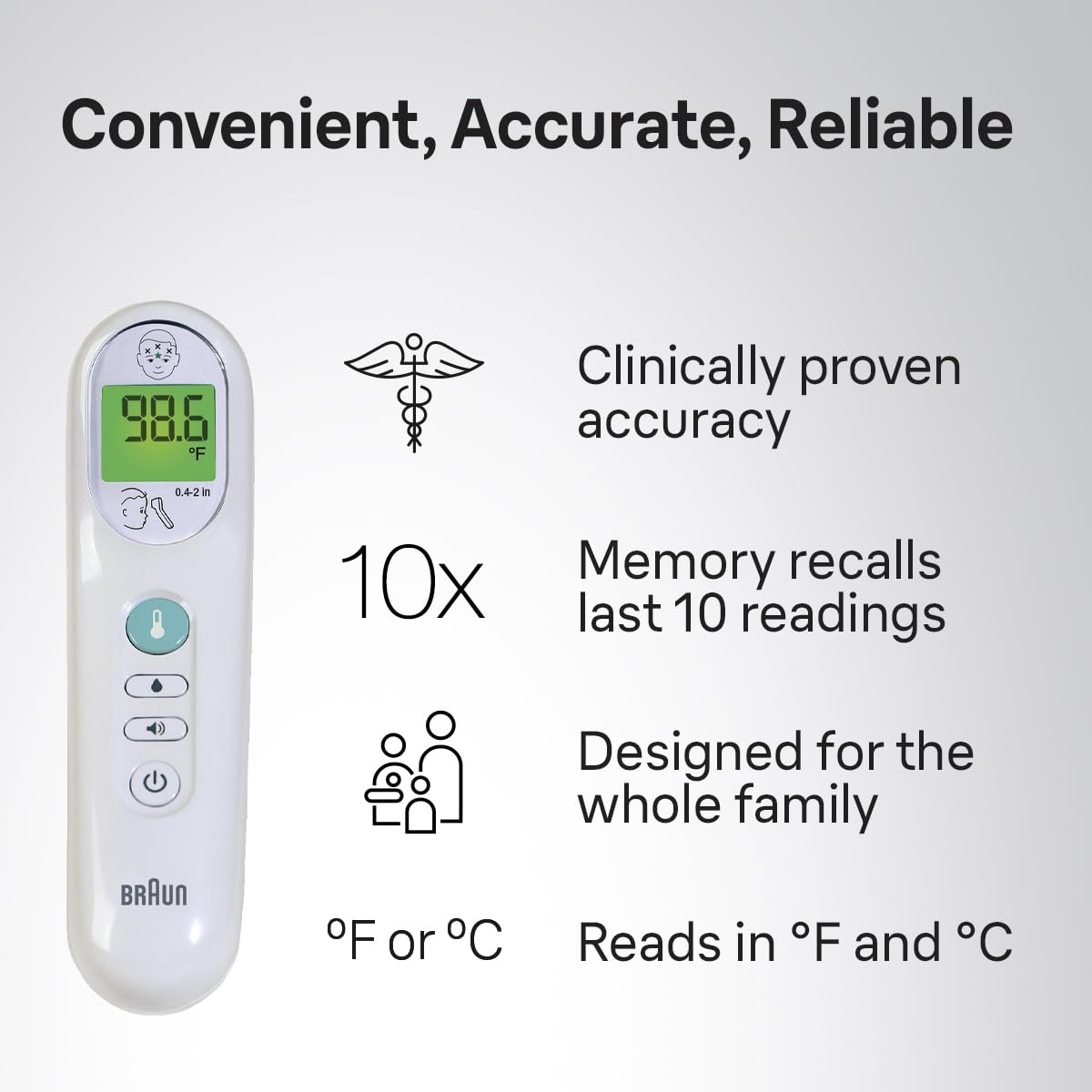 Braun No Touch 3-in-1 Thermometer for Adults, Kids, Babies | Measure Forehead, Liquid, Food Temps, Adult & Baby Thermometer, Professional Accuracy, Color Coded Fever Guidance - Image 6