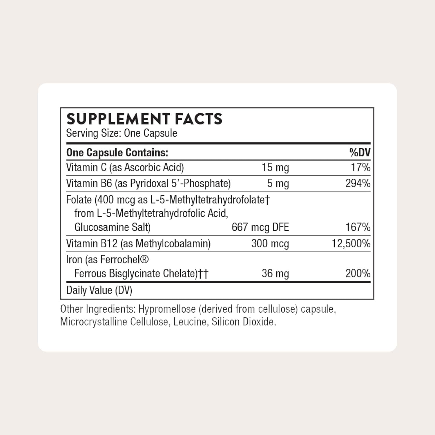 THORNE Advanced Iron Complex, Chelated Iron Supplement, 60 Capsules | Elemental Iron, Folate, B and C Vitamins for Optimal Absorption, Complete Blood Support Formula*, Third-Party Certified - Image 2
