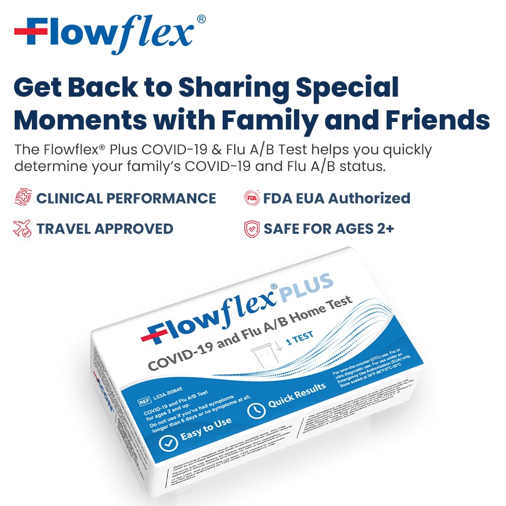 COVID & Flu Home Test by Flowflex Plus, Rapid Results in 15 Minutes, Trusted OTC COVID-19 & Flu A/B Testing Kit, FSA and HSA Eligible, Easy to Use & No Discomfort, 1 Pack 5 Tests - Image 2
