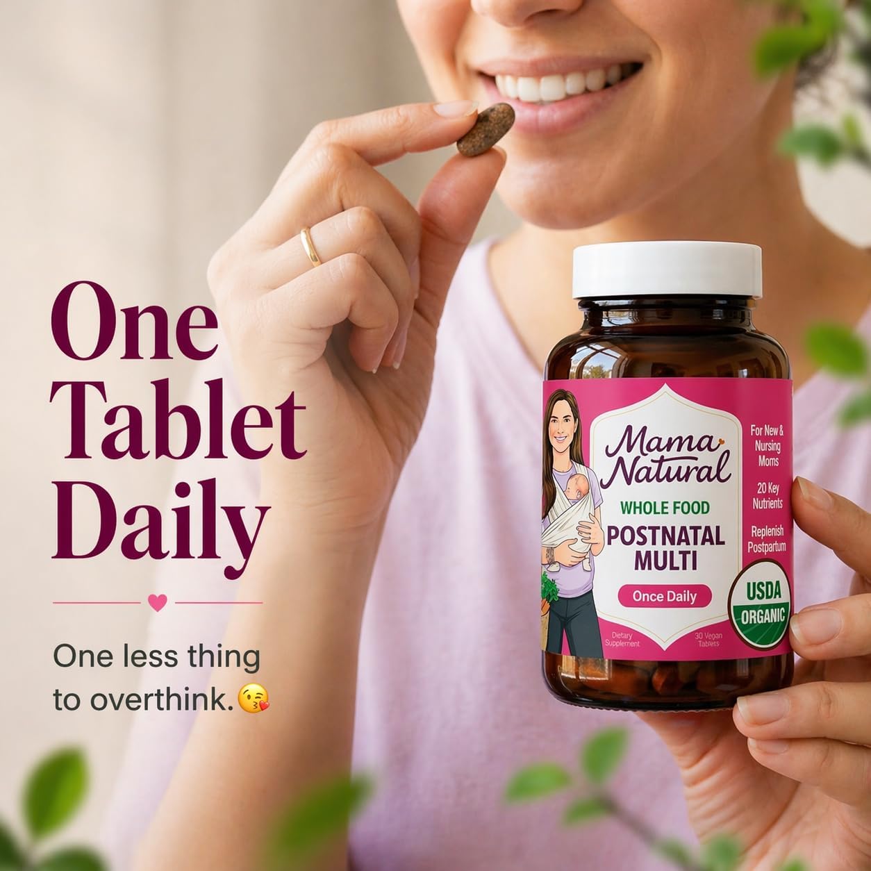 Mama Natural Organic Postnatal Vitamins for Women | One A Day Whole Food Postnatal Multivitamin for Breastfeeding & Postpartum Support | Non-GMO with Iron, Iodine & Moringa | 30 Servings - Image 8