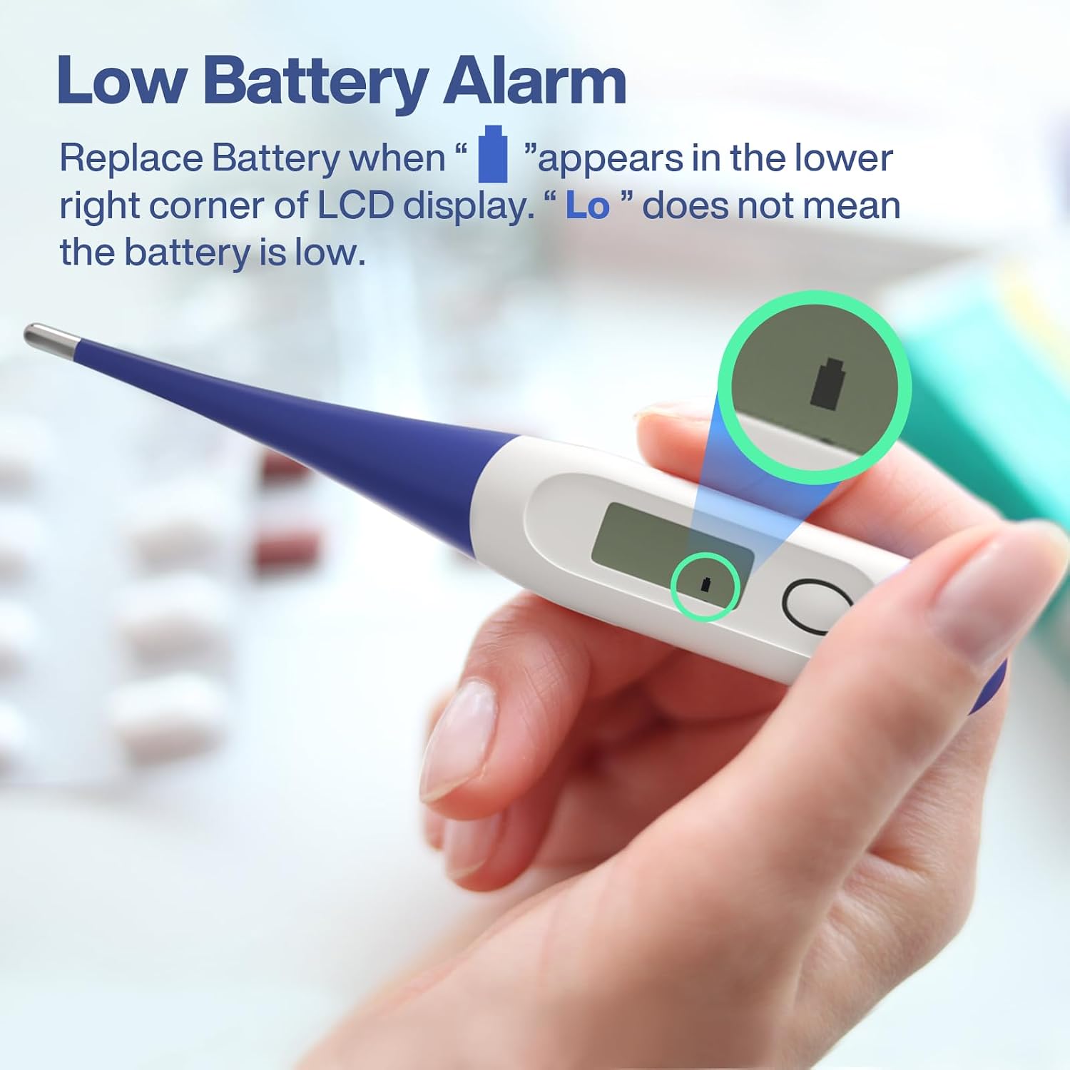 Boncare Digital Thermometer for Adults, Kids & Babies, Dark Blue | Accurate & Safe Oral and Rectal Thermometer with 10-Second Reading and Fever Alarm - Image 7