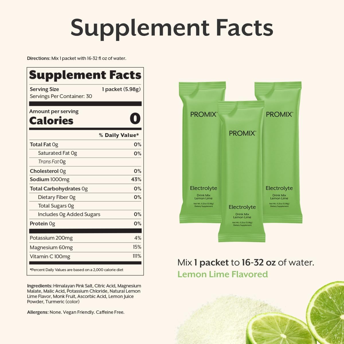 ProMix Nutrition Hydration Powder Packets, Lemon Lime - 30 Count | Electrolyte Hydration Powder for Fast Rehydration, Energy, Muscle Cramp Relief & Daily Hydration Wellness Support - Image 5