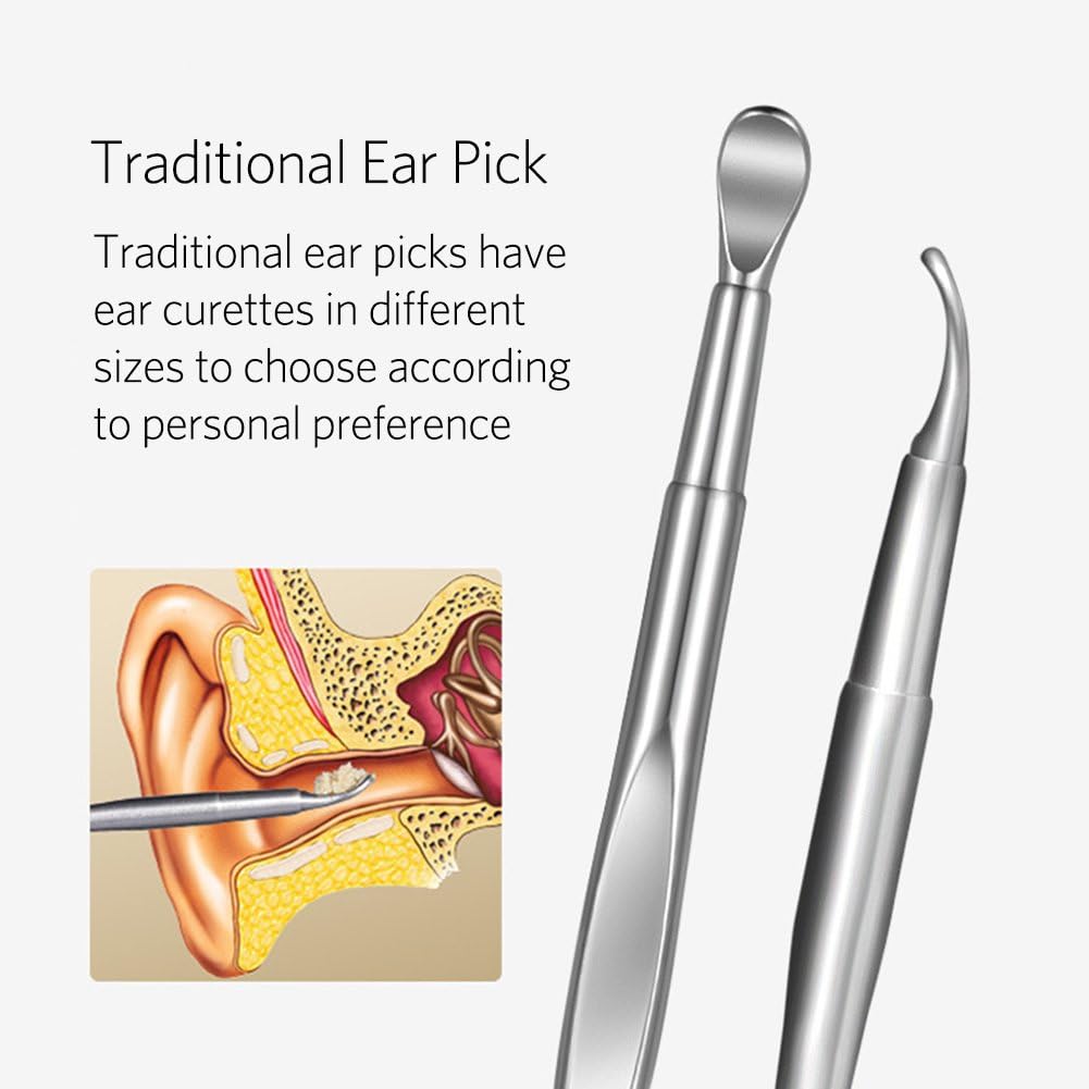 8 Pcs Ear Pick Earwax Removal Kit, Geengle Ear Cleansing Tool Set, Ear Curette Ear Wax Remover Tool with a Cleaning Brush and Storage Box - Image 2