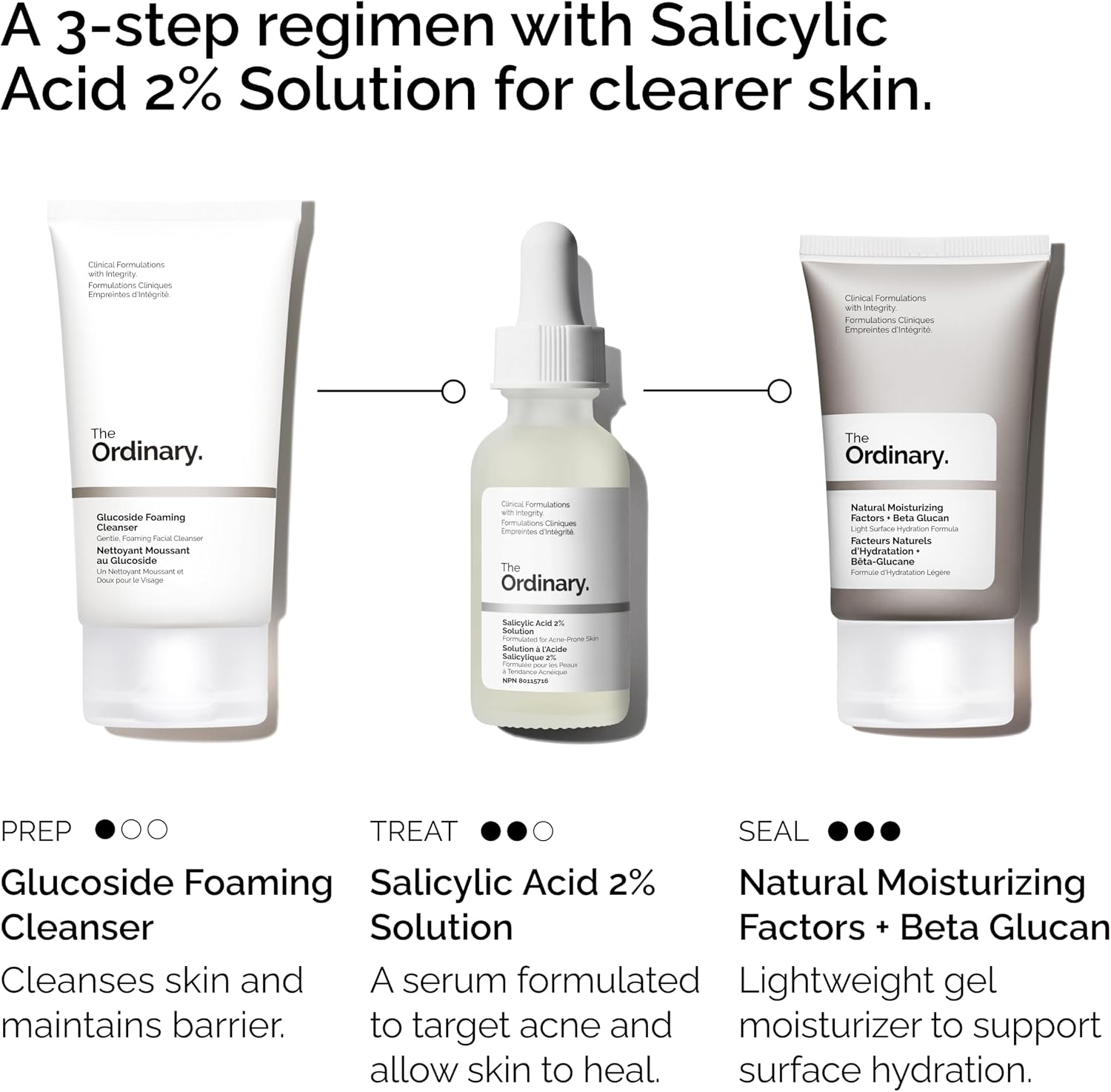 The Acne Set, 3-Step Skin Regimen with Glucoside Foaming Cleanser, Salicylic Acid 2% Solution, and Natural Moisturizing - Image 2