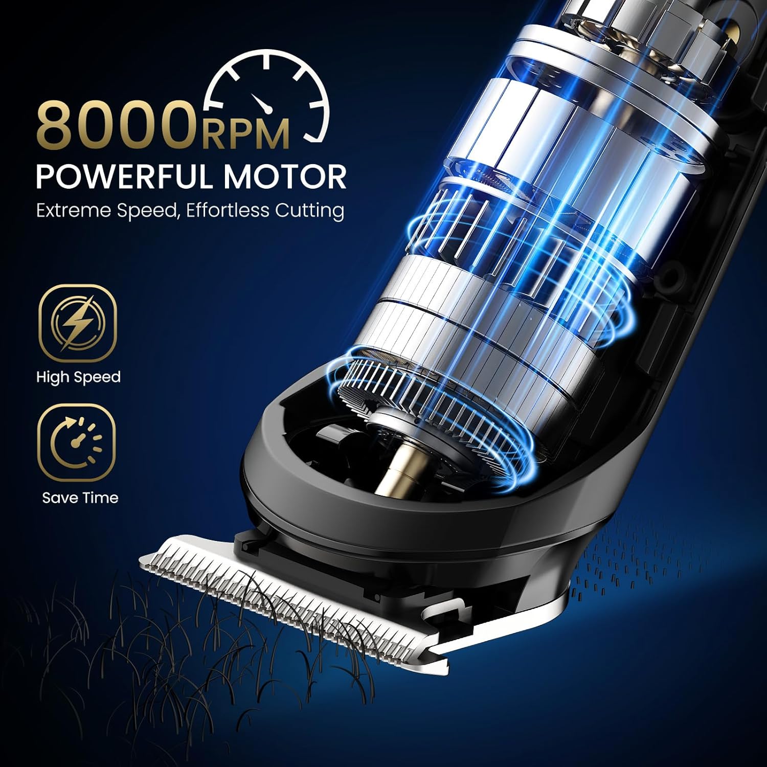 Ufree 3-in-1 Beard Trimmer for Men, IPX6 Waterproof Electric Razor | Gifts for men, Beard, Nose, Hair, Stainless Steel Blades, USB-C Charge, 120-Min Usage, 8000 RPM, Wet and Dry, Travel Lock - Image 4