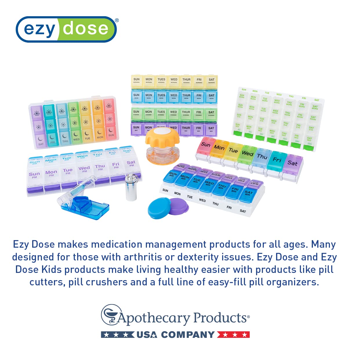 EZY DOSE 3 Compartment Pill Crusher, Cutter and Grinder, Daily Usage, Safely Cut Pills, Vitamins, Tablets, Accurate and Easy Cutting, Stainless Steel Blade, Removable Drinking Cup, Blue, BPA Free - Image 6