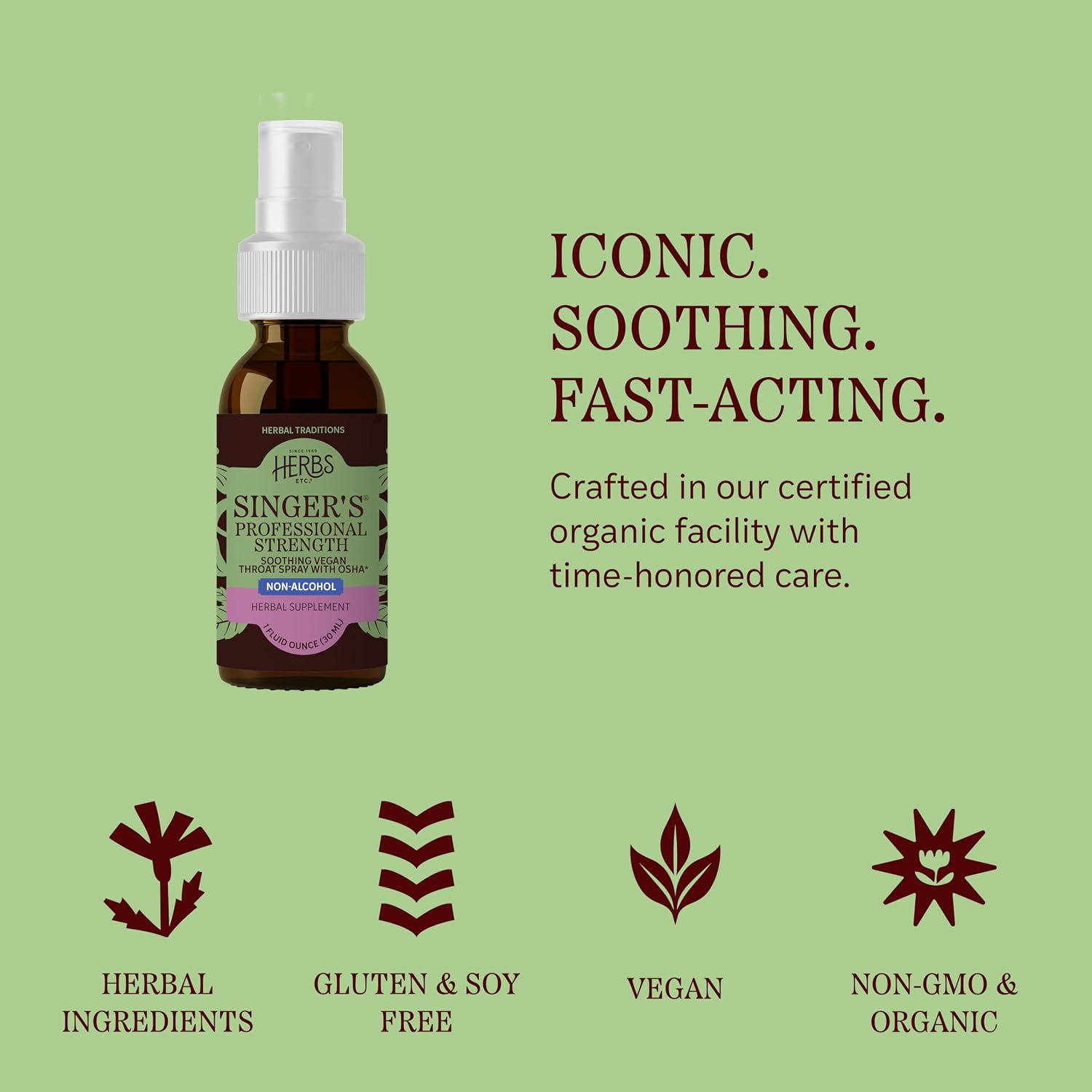 Herbs Etc. Singer's Saving Grace Professional Strength Spray - Plant-Based Soothing Throat Spray for Voice Care - Comfort Irritated Tissues - Vocal Cord Support - Non-Alcohol - 1 fl oz (75 Servings) - Image 5