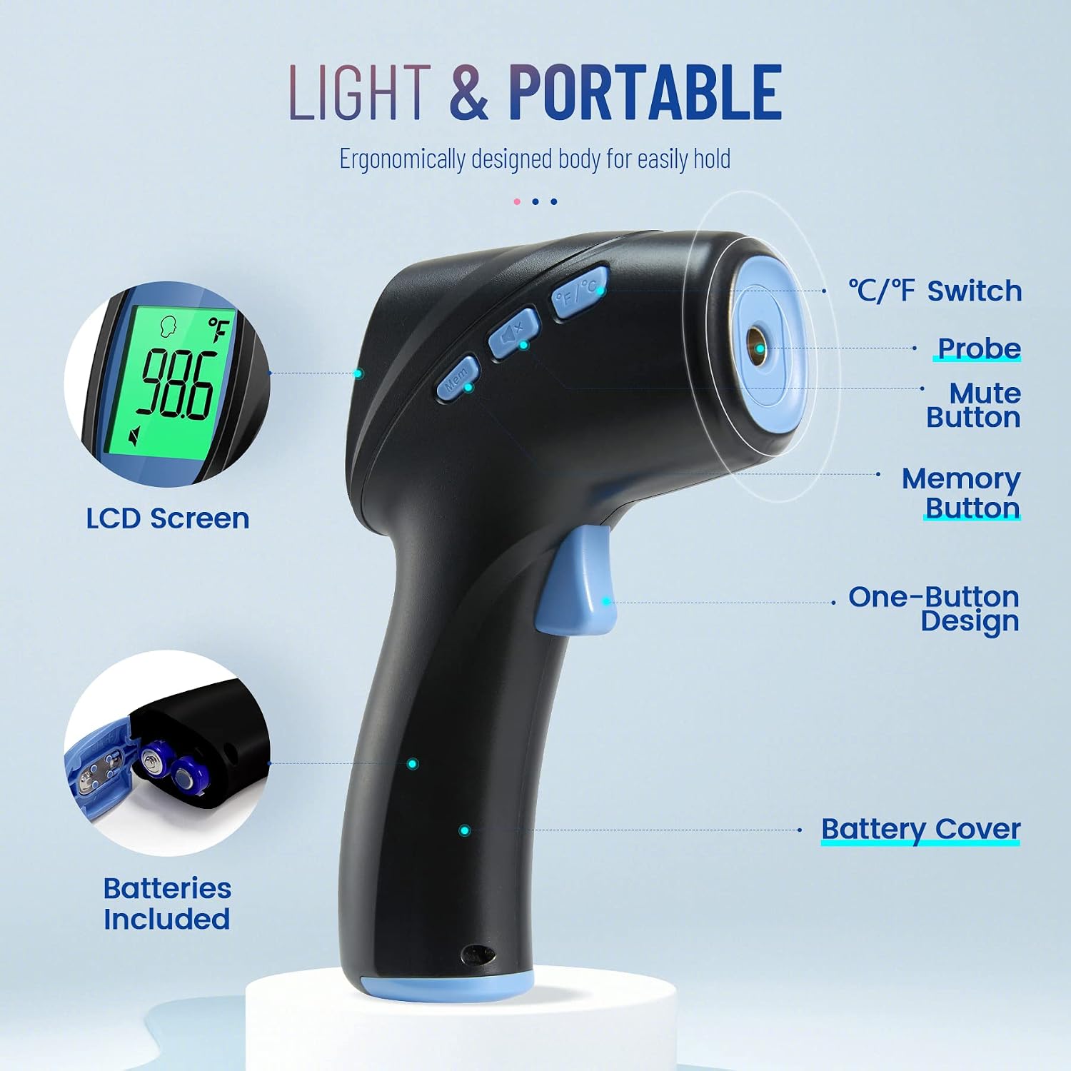 Forehead Thermometer for Adults and Kids, Non Contact, 1s Result (Black) | 3-Color Fever Alarm, 35 Memory Recalls, 2-in-1 Mode, Silent Mode, Large & Clear Backlit Display, FSA Eligible, Easy to use - Image 4
