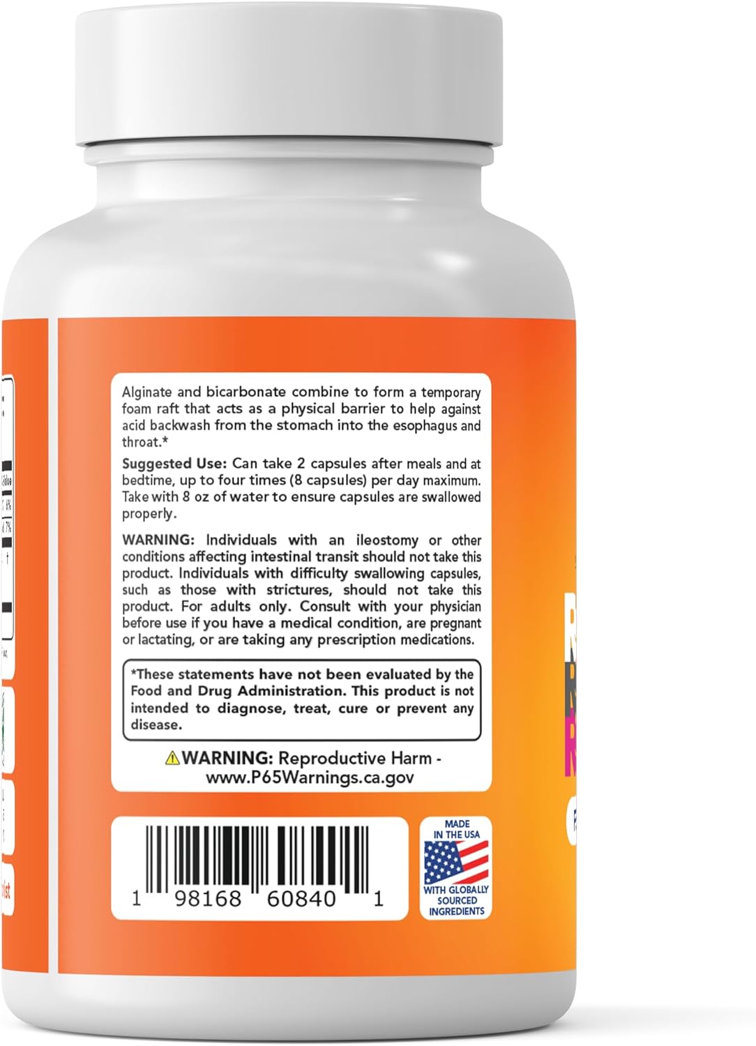 Refluxter Sodium Alginate Capsules 1000+ mg for Acid Reflux LPR & GERD | Natural alginate raft for heartburn, silent reflux & nighttime acid. Vegan supplement, 60 capsules, no aluminum or sugar - Image 7