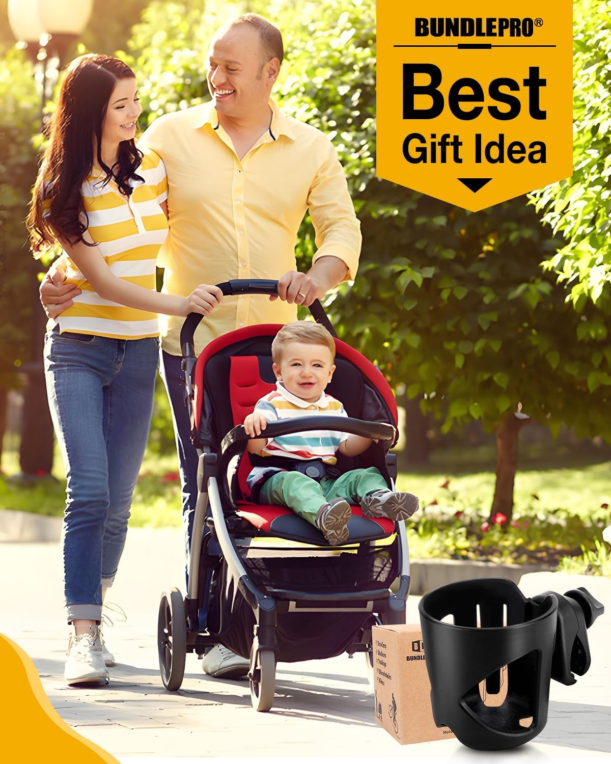 BUNDLEPRO Universal Stroller Cup Holder | Fits Bikes, Trolleys and Walkers, Compatible with Most Sizes of Drink Cups - Image 6