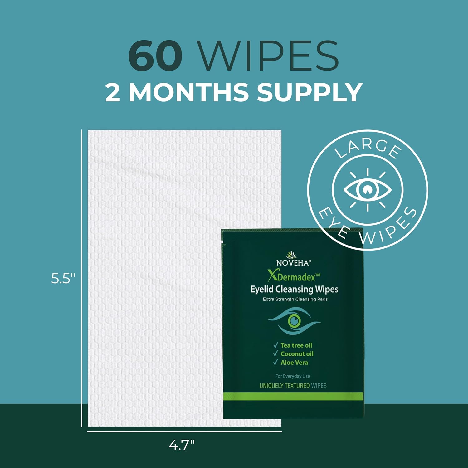 NOVEHA Demodex Eyelid & Lash Wipes | Box Of 60 Individually Wrapped Extra Strength Cleansing Eyelash Wipes - Battle Itchy & Irritated Eyes associated with Demodex Mites, Naturally Remove debris - Image 5
