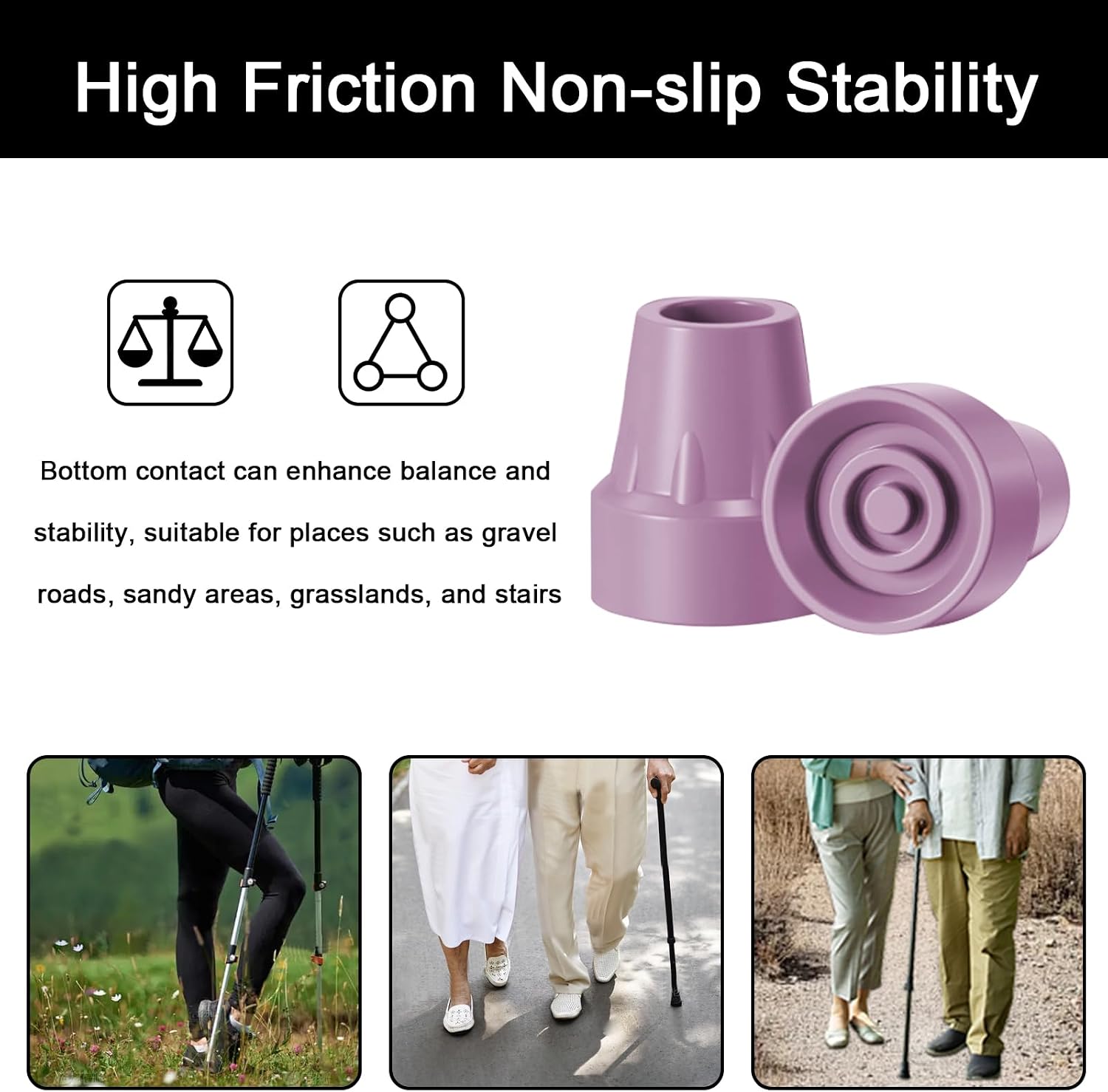 4 Pack Replacement Rubber Cane Tips 3/4 Inch Heavy Duty Rubber Crutch Tips Non Slip Walker Tips for Walkers Commodes Shower Chairs Canes Leg (Pink) - Image 5