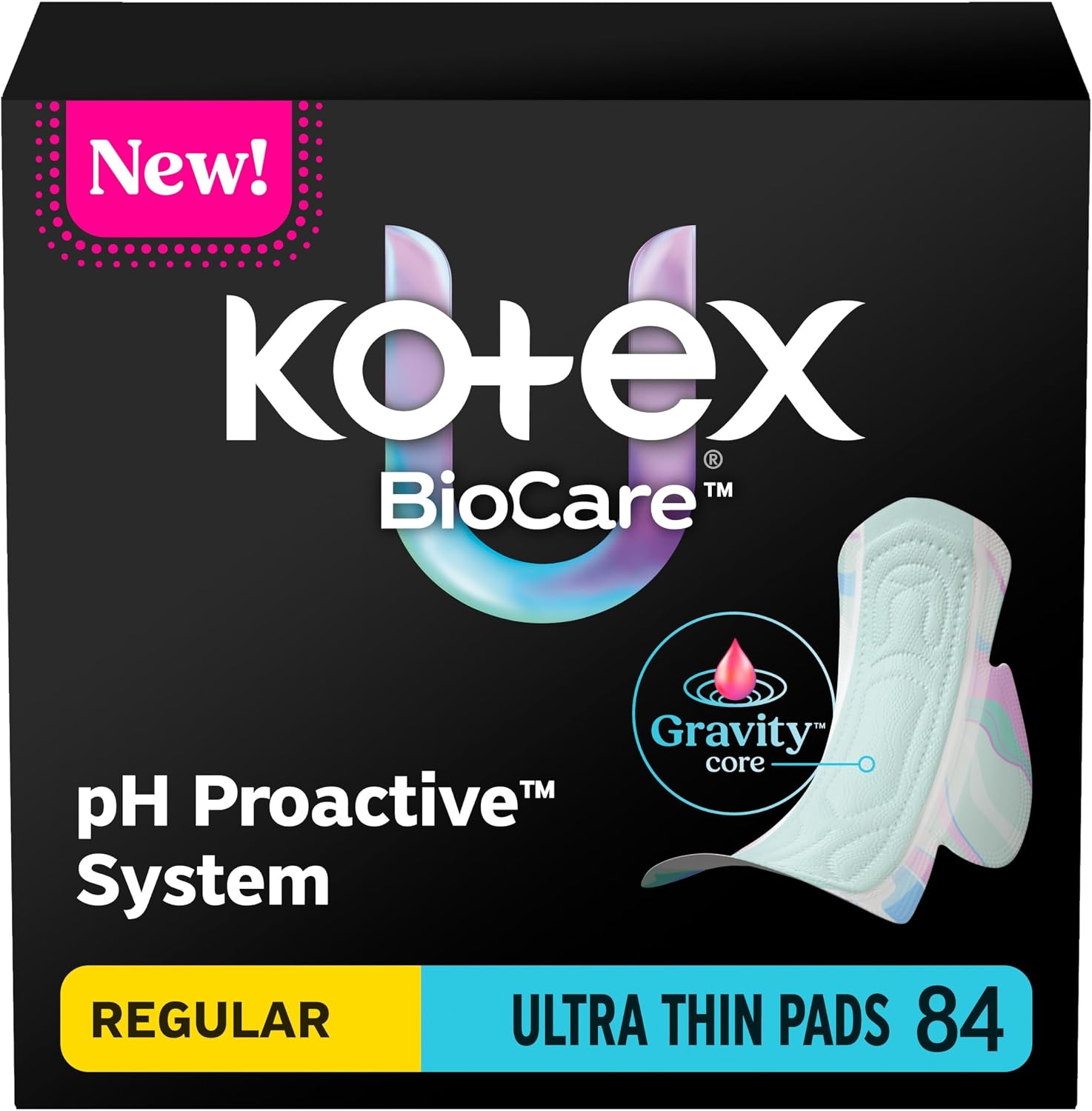 Kotex BioCare Ultra Thin Pads, Wing...