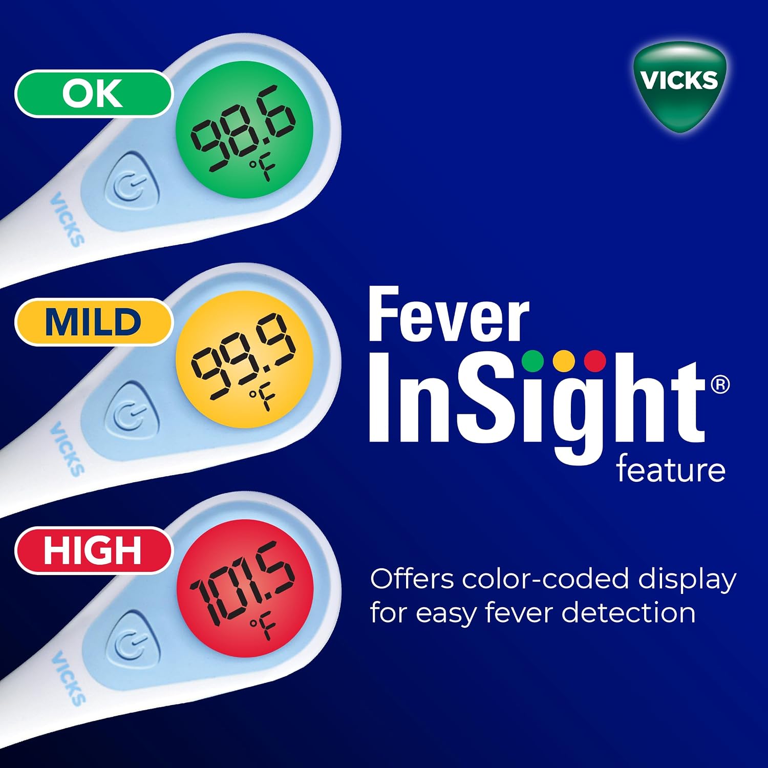 Vicks SpeedRead Digital Thermometer for Baby, Kids & Adults | Color-Coded Readings in 8 seconds, Oral, Baby Rectal Thermometer or Under The Arm, Water Resistant - Image 3