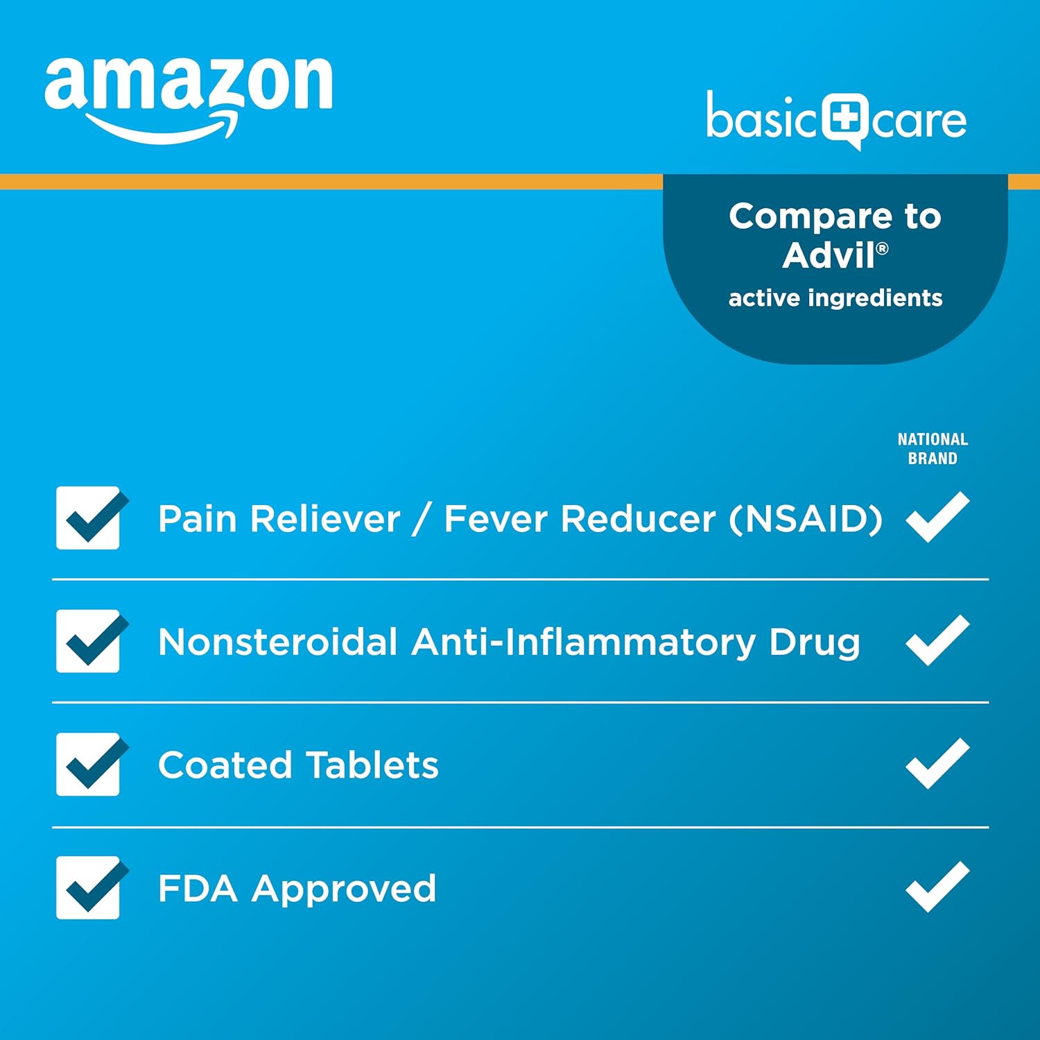 Amazon Basic Care Ibuprofen Tablets, Fever Reducer and Pain Relief from Body Aches, Headache, Arthritis Pain and More, 1000 Count - Image 2